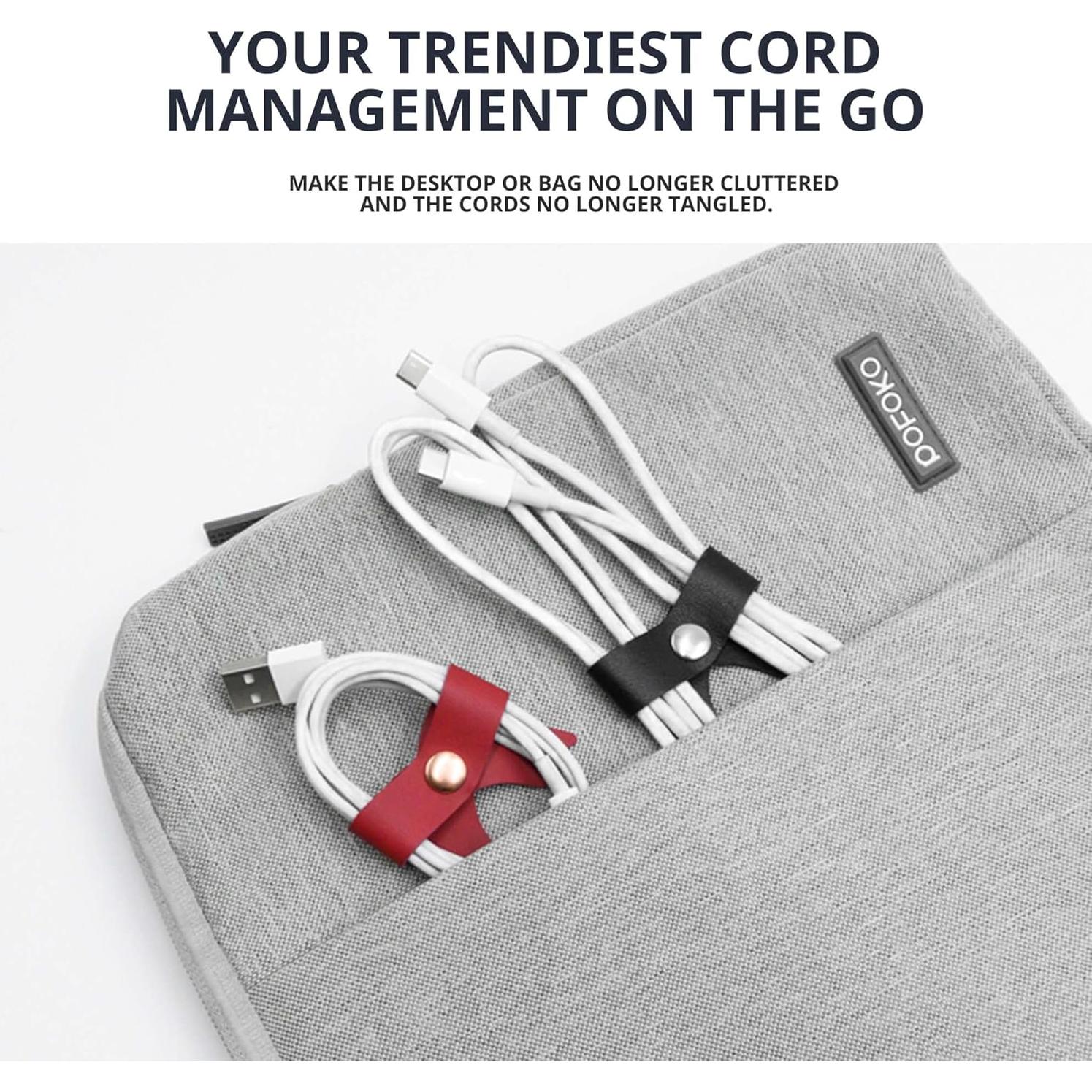 Organizador de Cables SenseAGE 5 Piezas Cuero Rosa