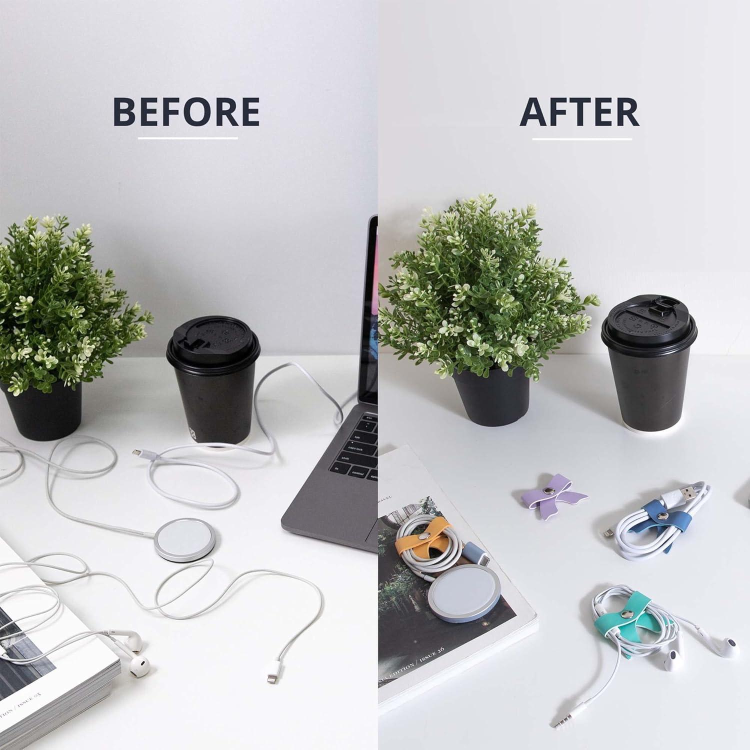 Organizador de Cables SenseAGE 5 Piezas Cuero Rosa