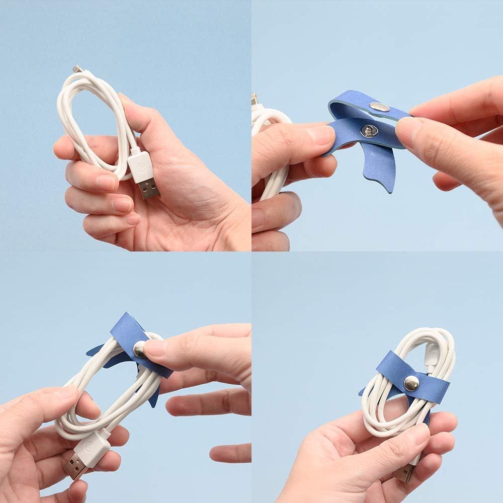 Organizador de Cables SenseAGE 5 Piezas Cuero Rosa