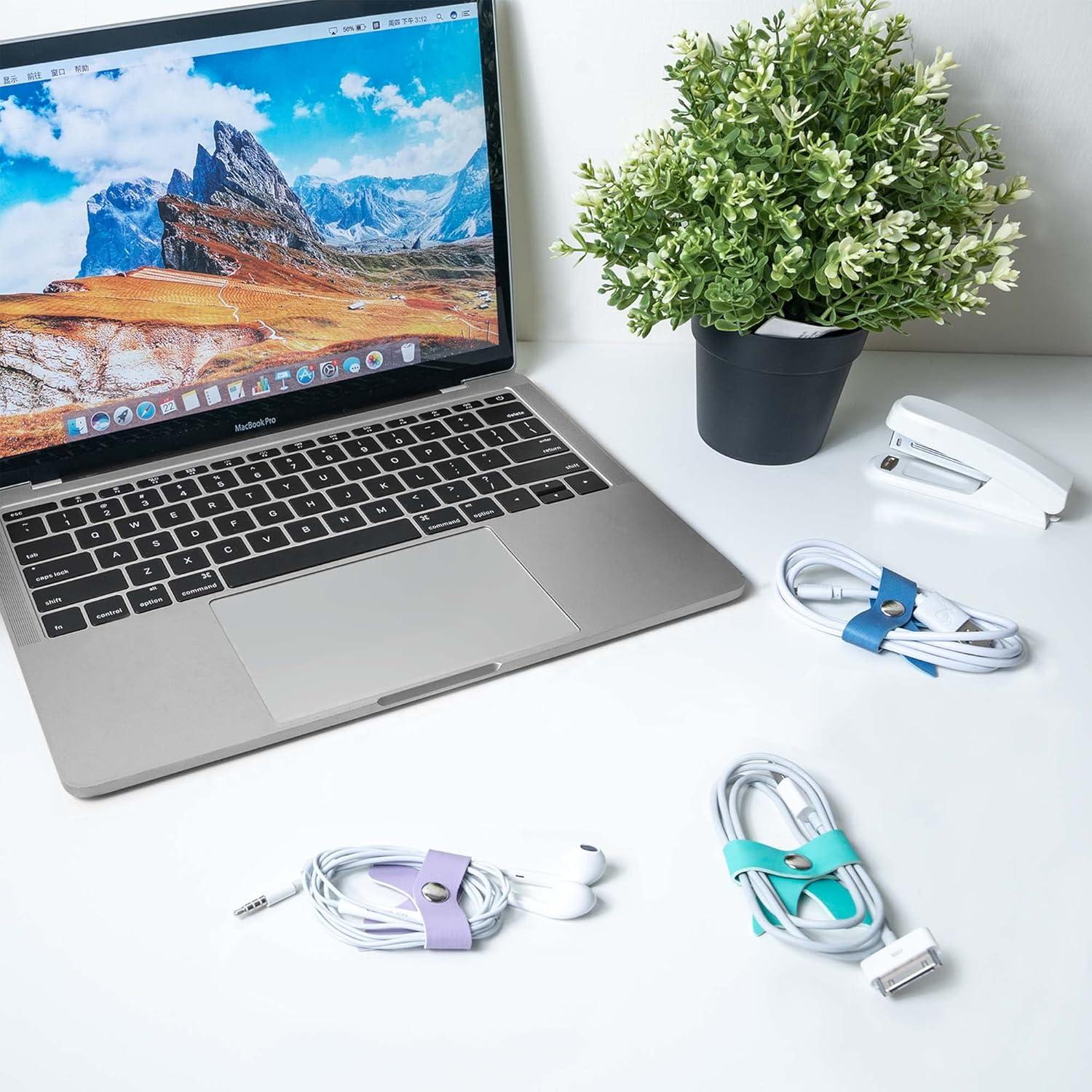 Organizador de Cables SenseAGE 5 Piezas Cuero Rosa