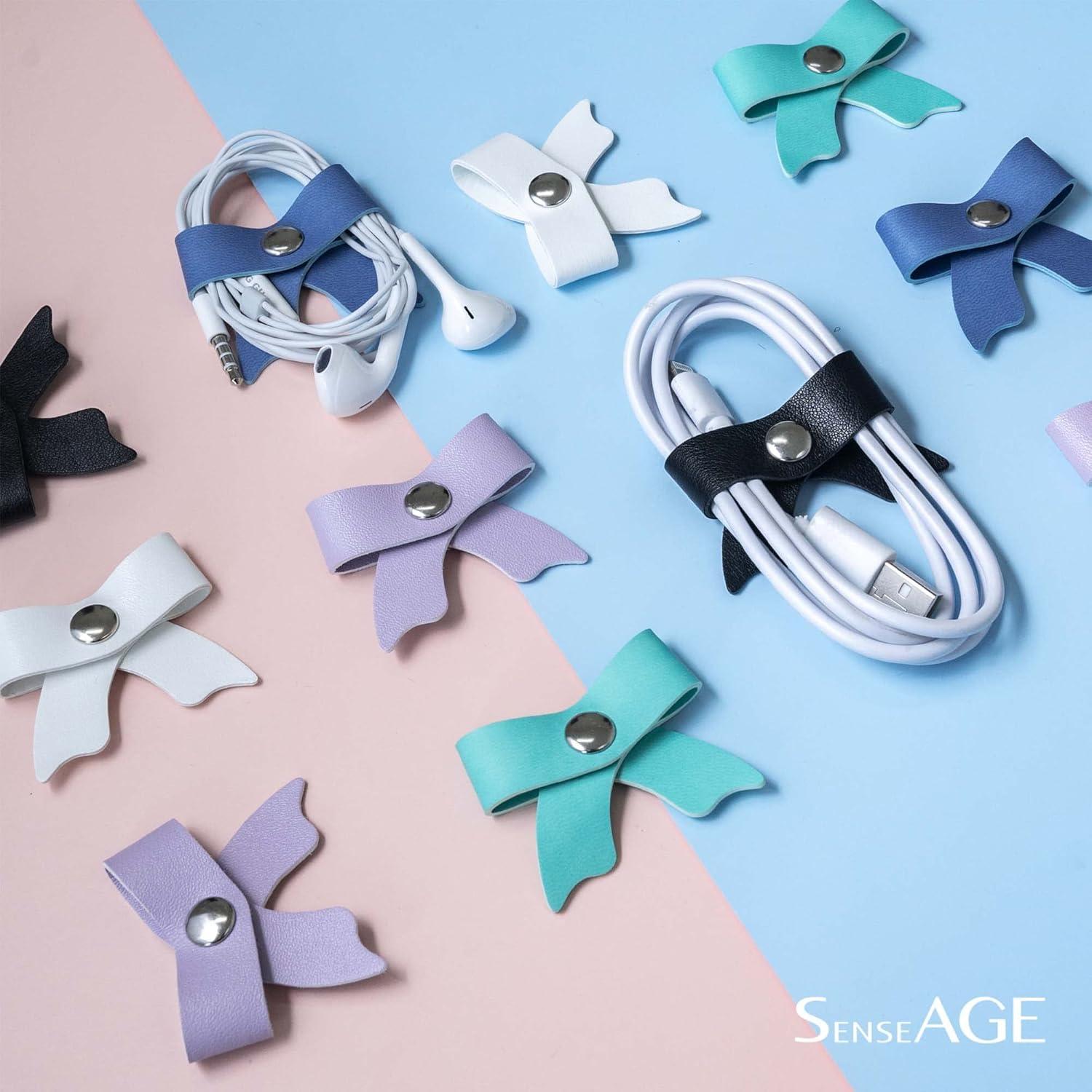 Organizador de Cables SenseAGE 5 Piezas Cuero Rosa