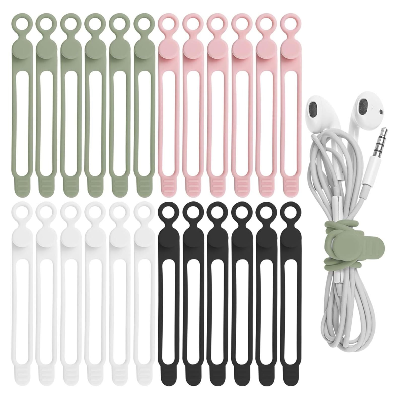 Correas de Silicona Nearockle 24 Pcs Organizador de Cables