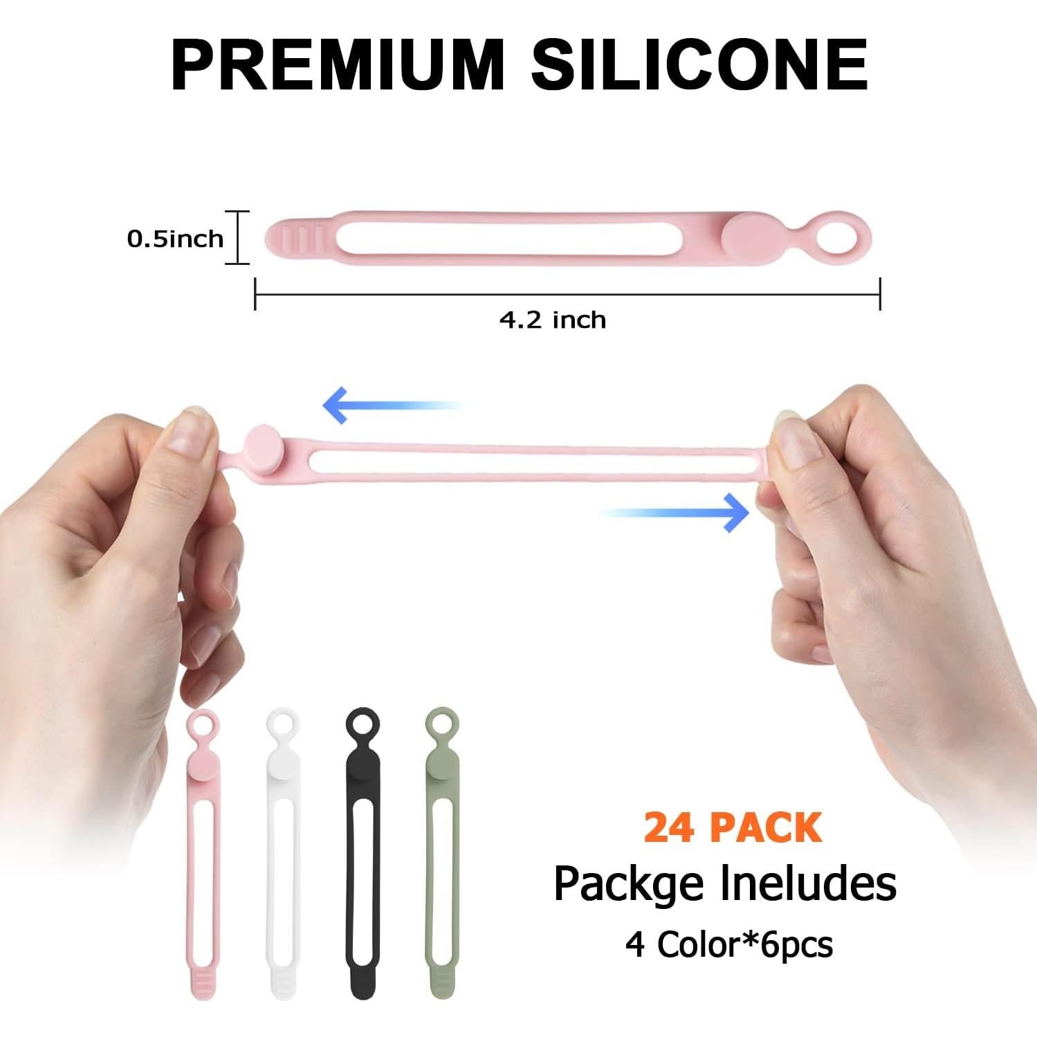 Correas de Silicona Nearockle 24 Pcs Organizador de Cables