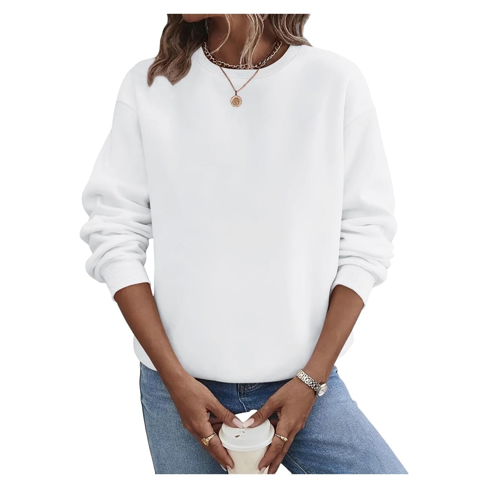 Sudadera Casual TICTICMIMI Mujer Manga Larga Blanca