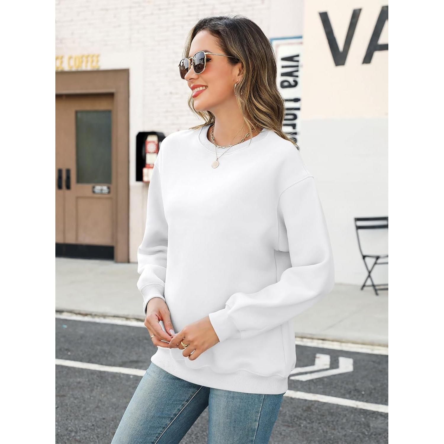 Sudadera Casual TICTICMIMI Mujer Manga Larga Blanca