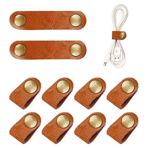 10 Pcs Sujetadores de Cables de Cuero Pengxiaomei Marrón