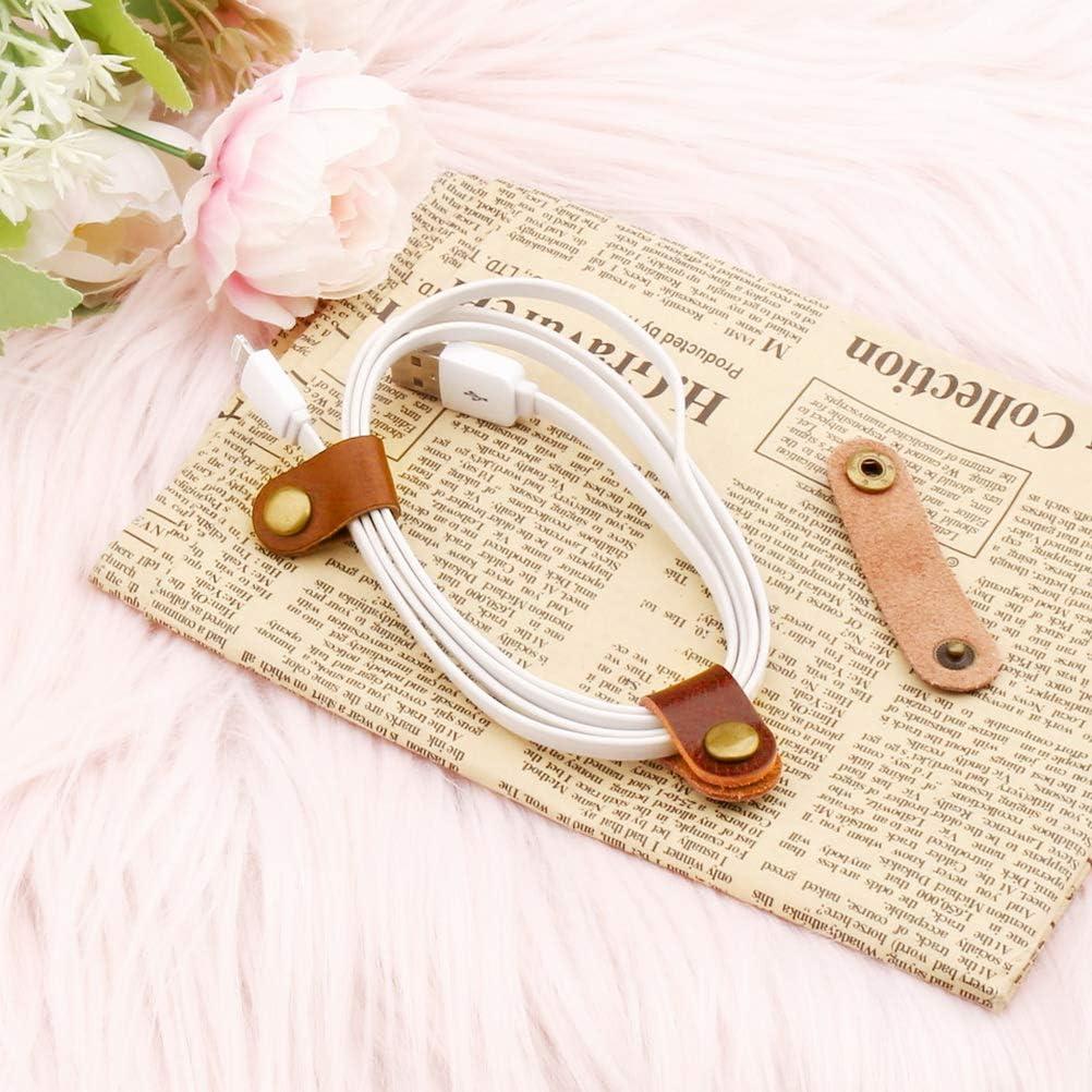 10 Pcs Sujetadores de Cables de Cuero Pengxiaomei Marrón