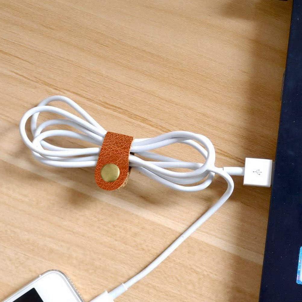 10 Pcs Sujetadores de Cables de Cuero Pengxiaomei Marrón
