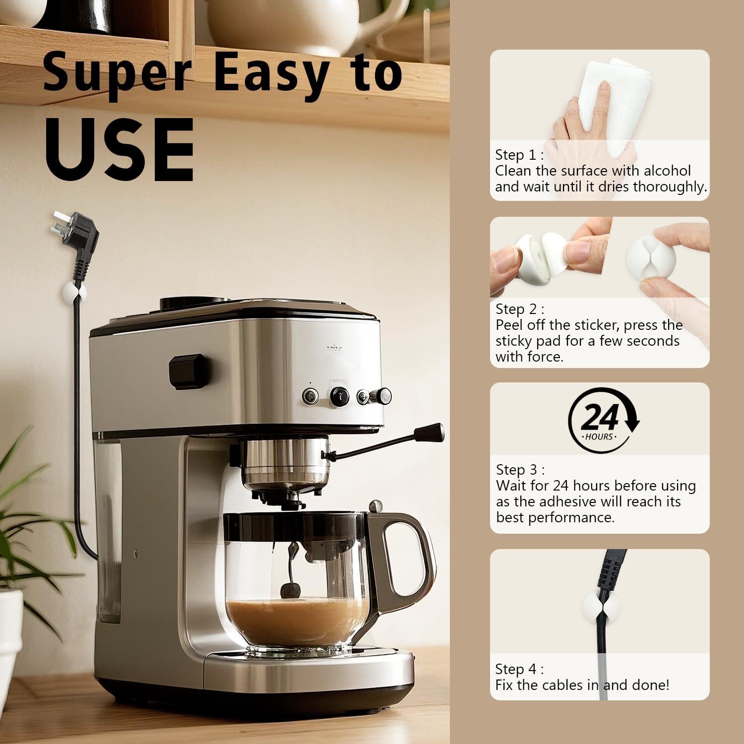 Clips Adhesivos para Cables SmiLife 9 PCS Blanco 2.79 cm