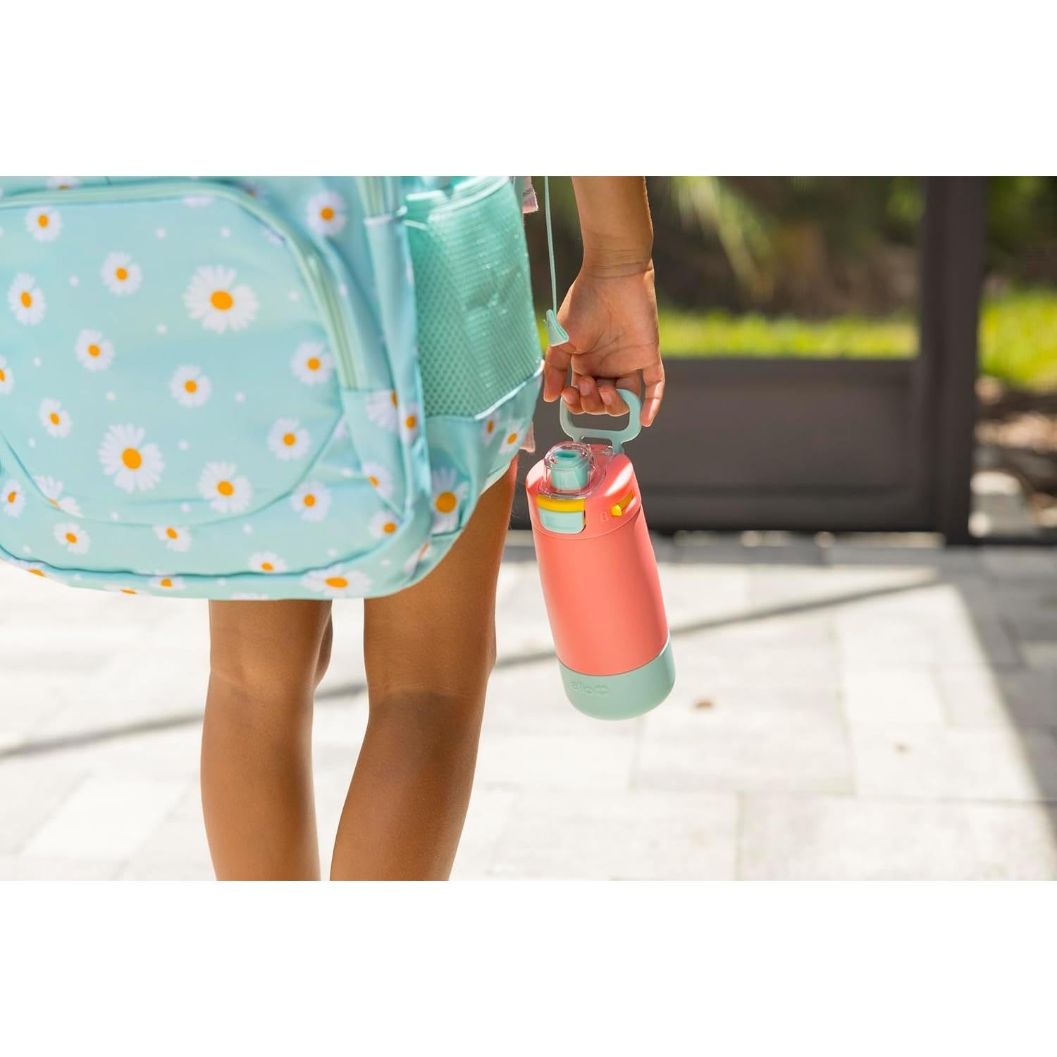 Botella de Agua Aislada Ello Kids Colby 355ml con Pajilla