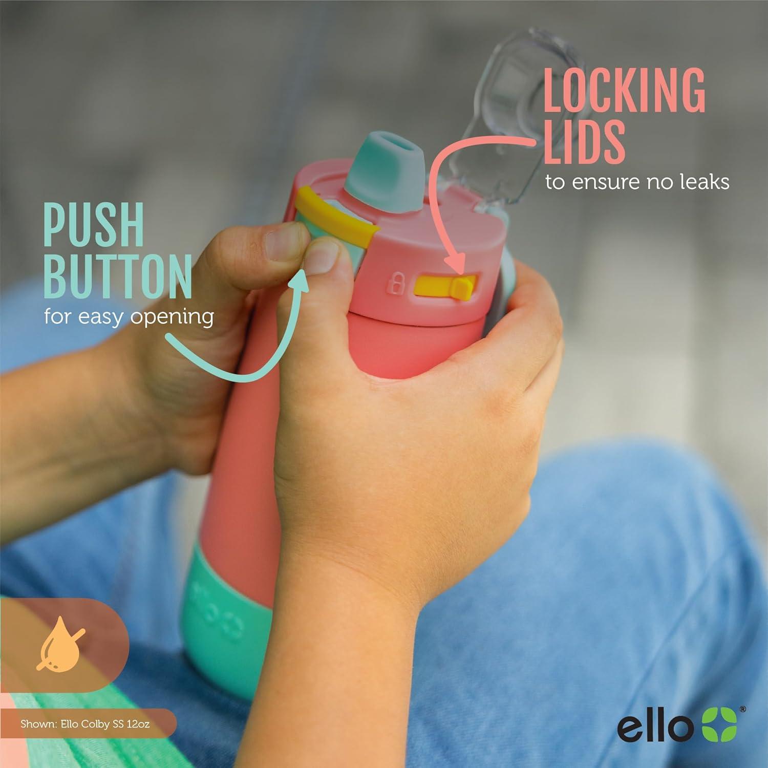 Botella de Agua Aislada Ello Kids Colby 355ml con Pajilla