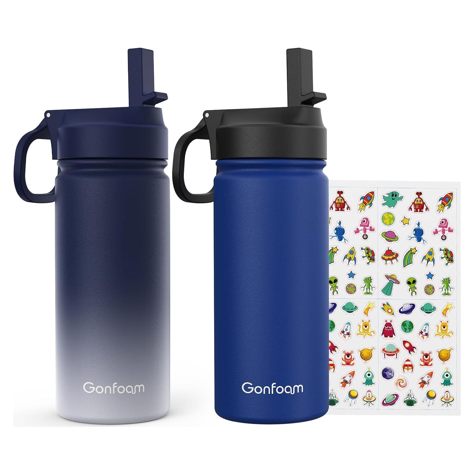 Botella de Agua Gonfoam para Niños 500ml con Pajilla y Stickers