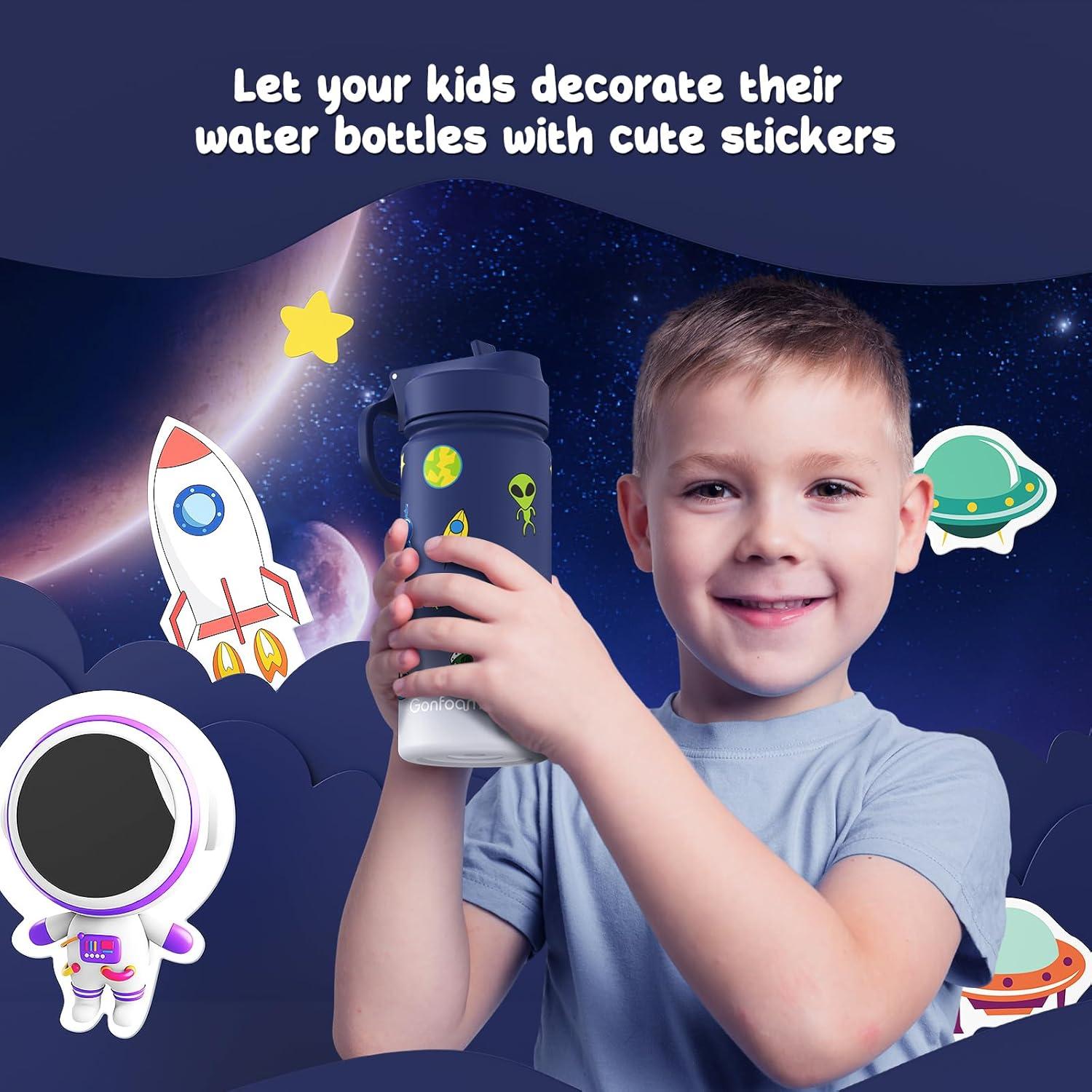 Botella de Agua Gonfoam para Niños 500ml con Pajilla y Stickers