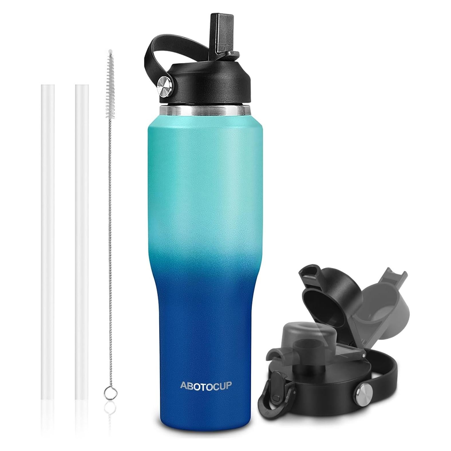 Botella de Agua Aislada ABOTOCUP 0.94L con Popote y Tapa