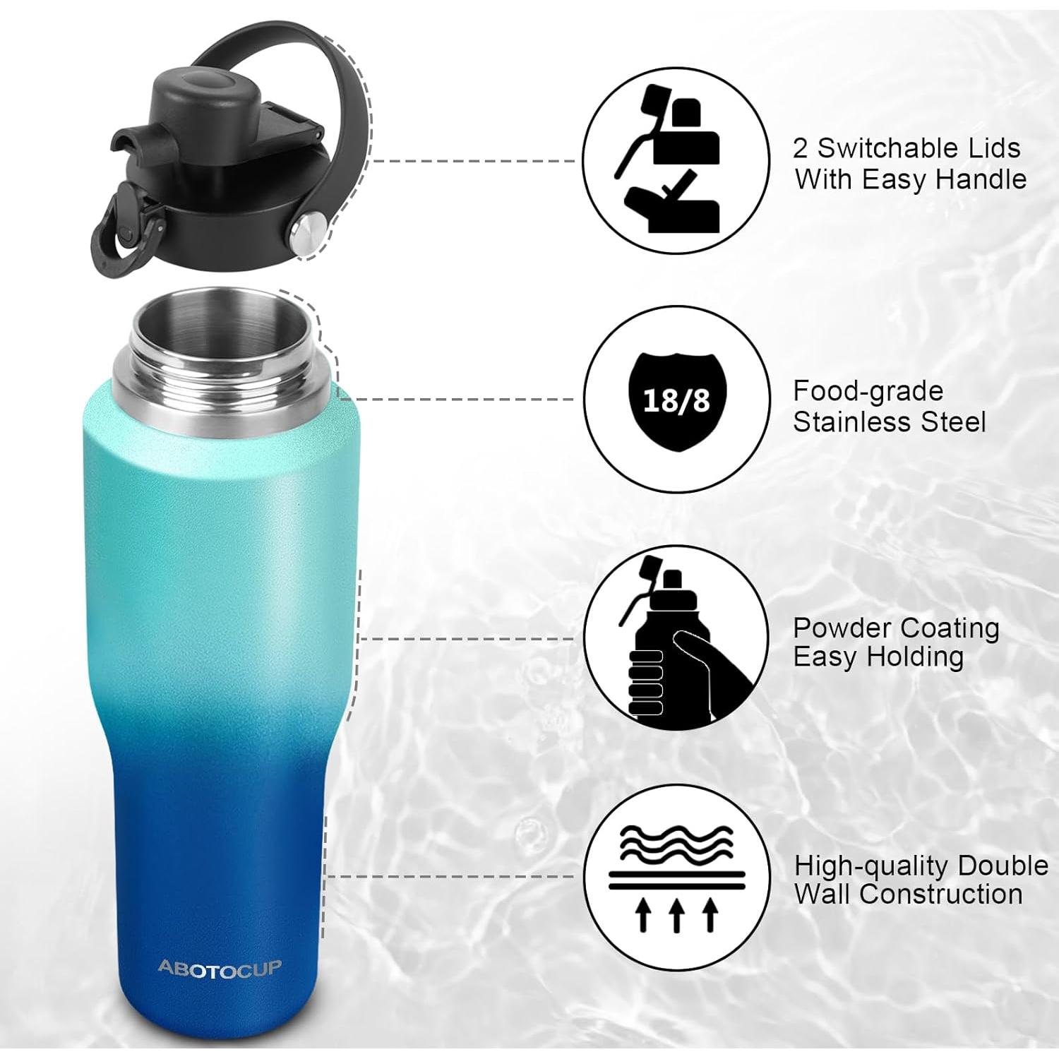 Botella de Agua Aislada ABOTOCUP 0.94L con Popote y Tapa