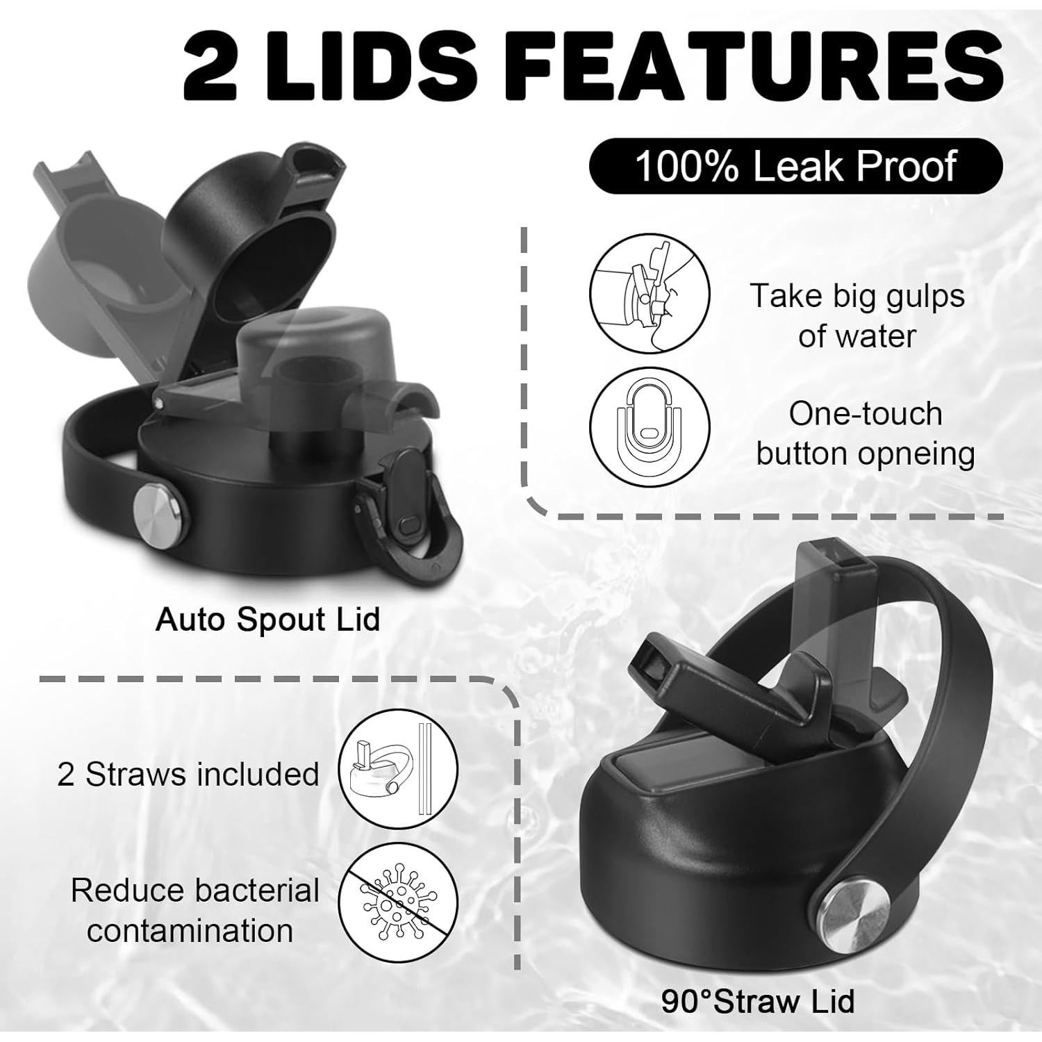 Botella de Agua Aislada ABOTOCUP 0.94L con Popote y Tapa