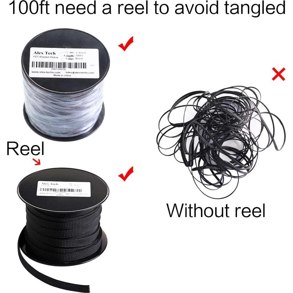 Funda Trenzada Expandible PET Alex Tech 30,48m Negro