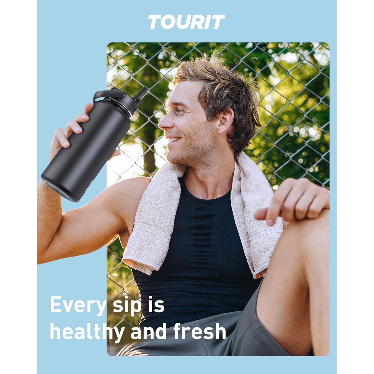 Botella de Agua Aislada Tourit 0.95L Acero Inoxidable Negro