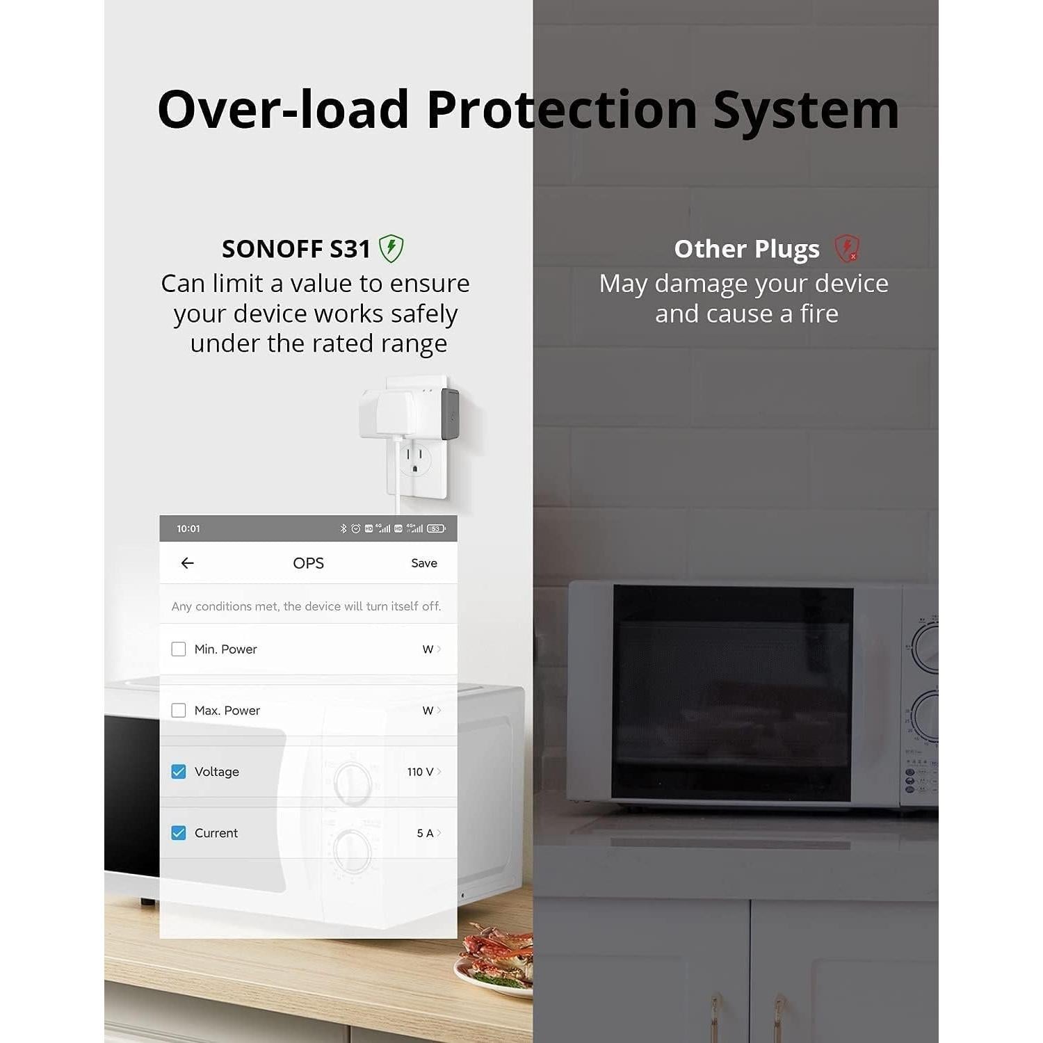Enchufe Inteligente SONOFF S31 WiFi 15A Monitoreo Energía