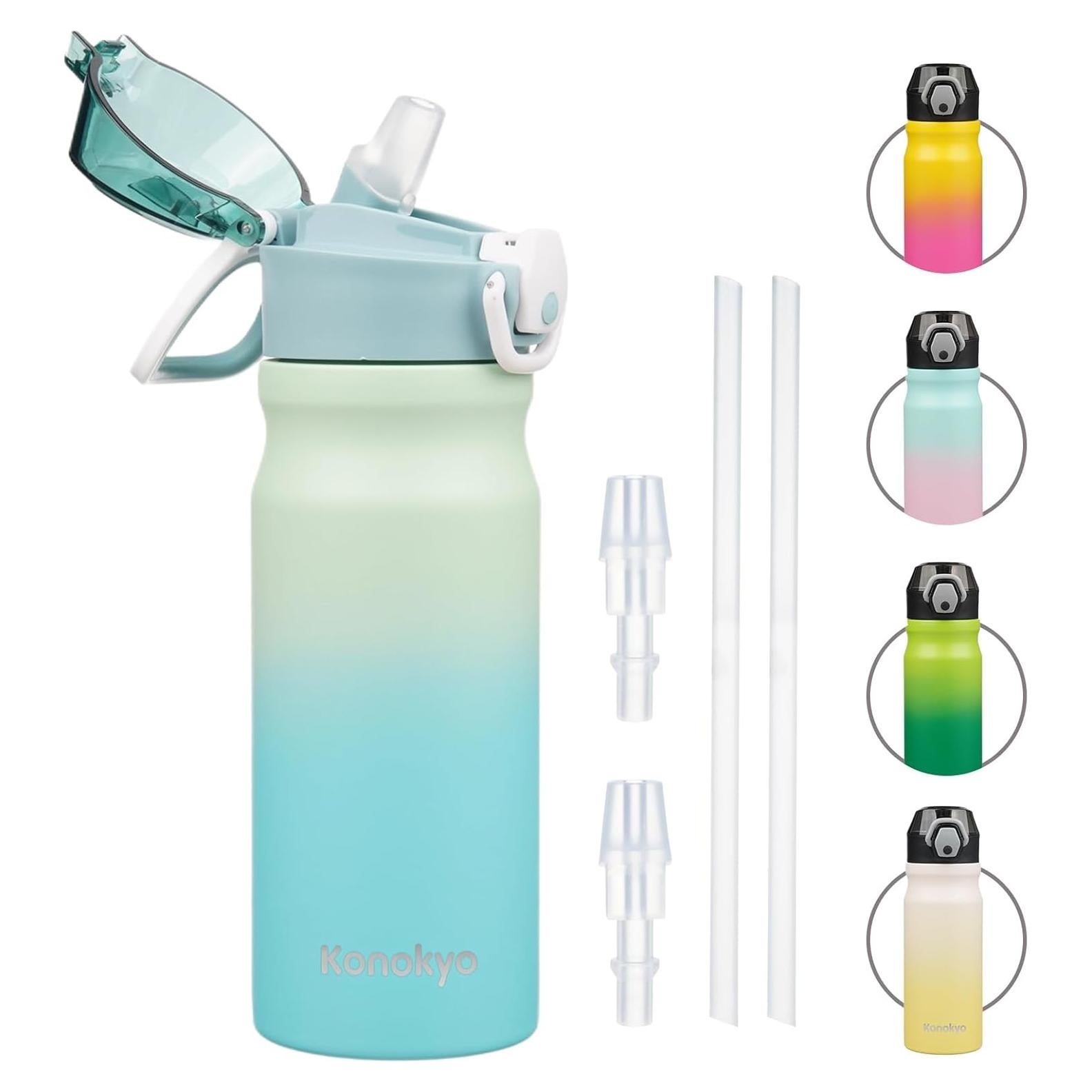 Botella de Agua Aislada Konokyo 532 ml con Pajilla Menta