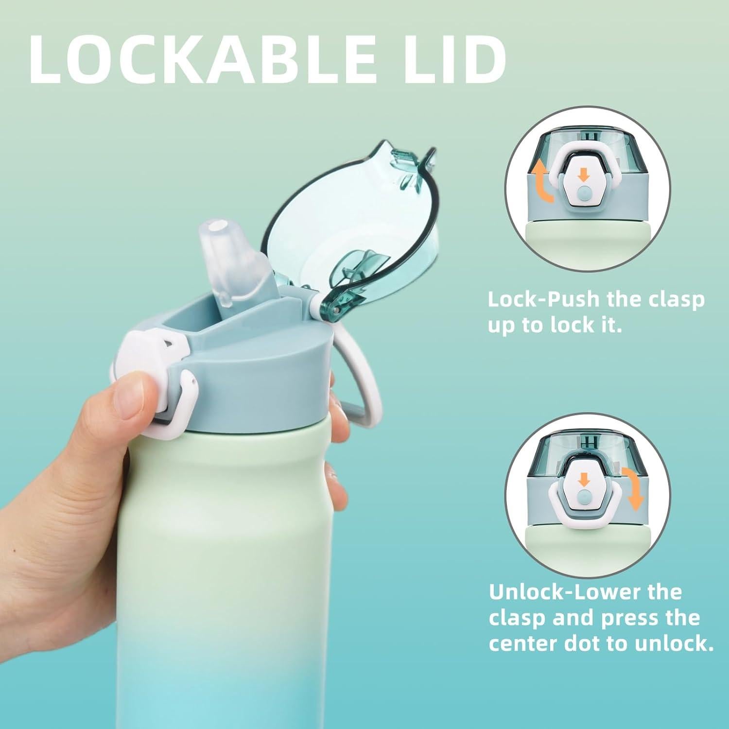 Botella de Agua Aislada Konokyo 532 ml con Pajilla Menta