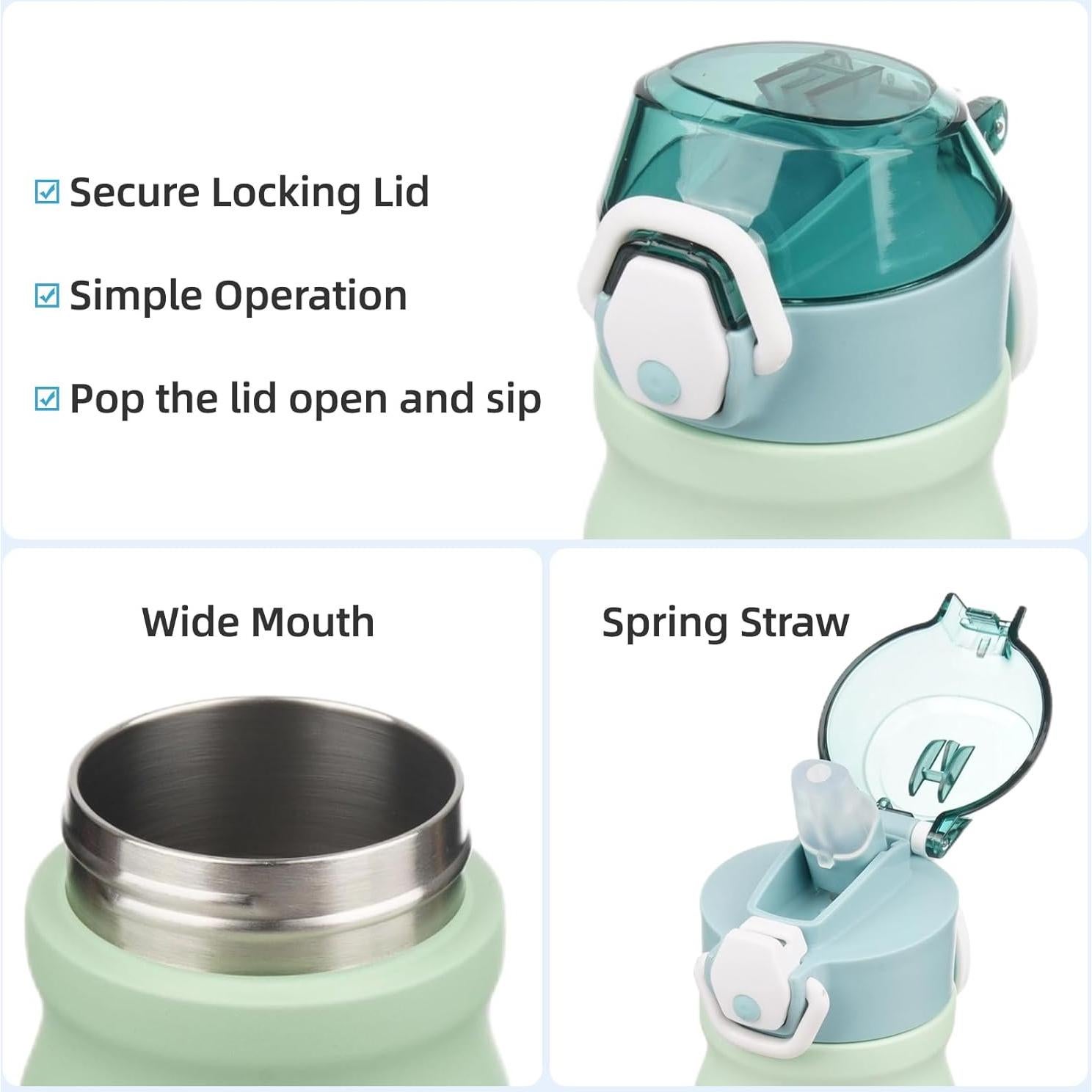 Botella de Agua Aislada Konokyo 532 ml con Pajilla Menta