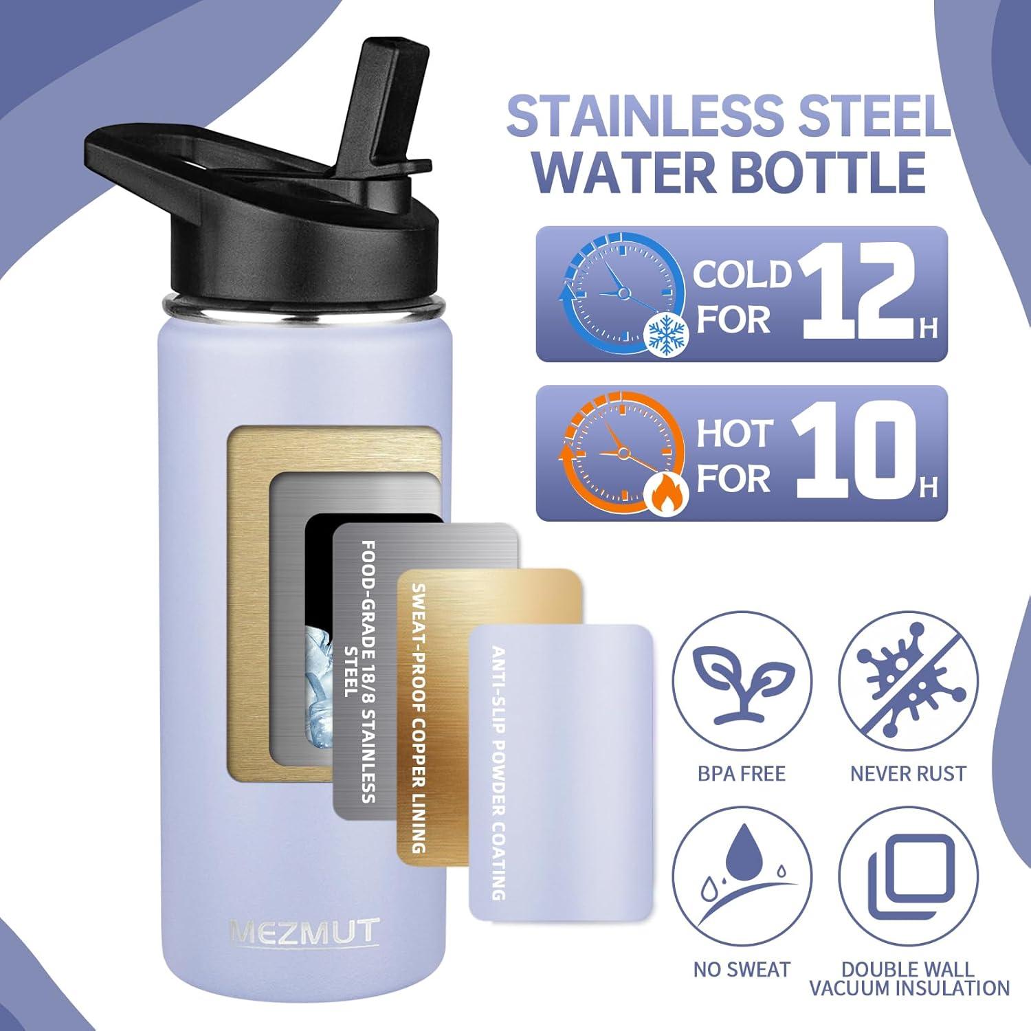 Botella de Agua Aislada MEZMUT 18oz Acero Inoxidable Púrpura