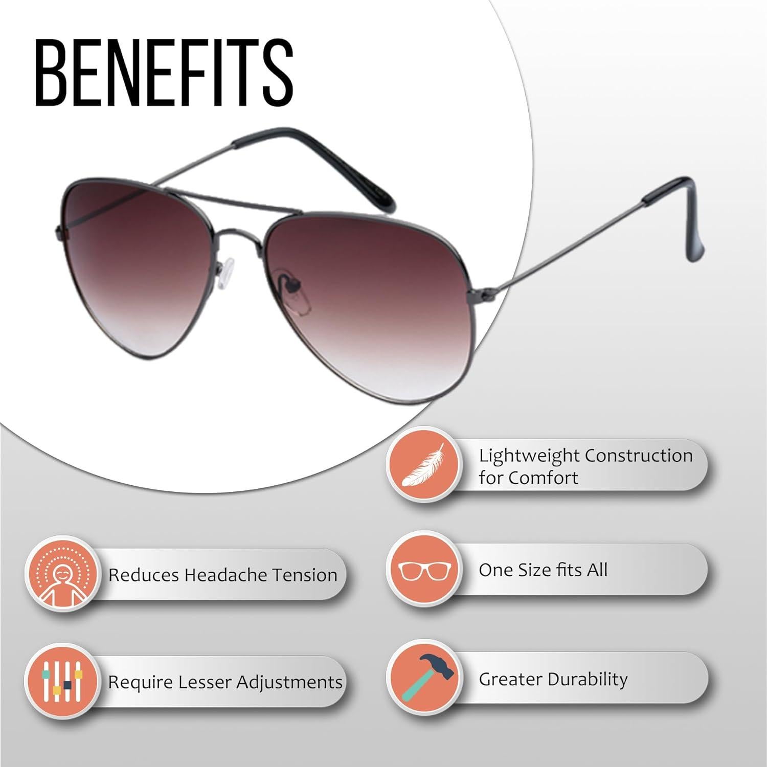 Gafas de sol aviador Polarspex 100% UV - Paquete de 4 unidades