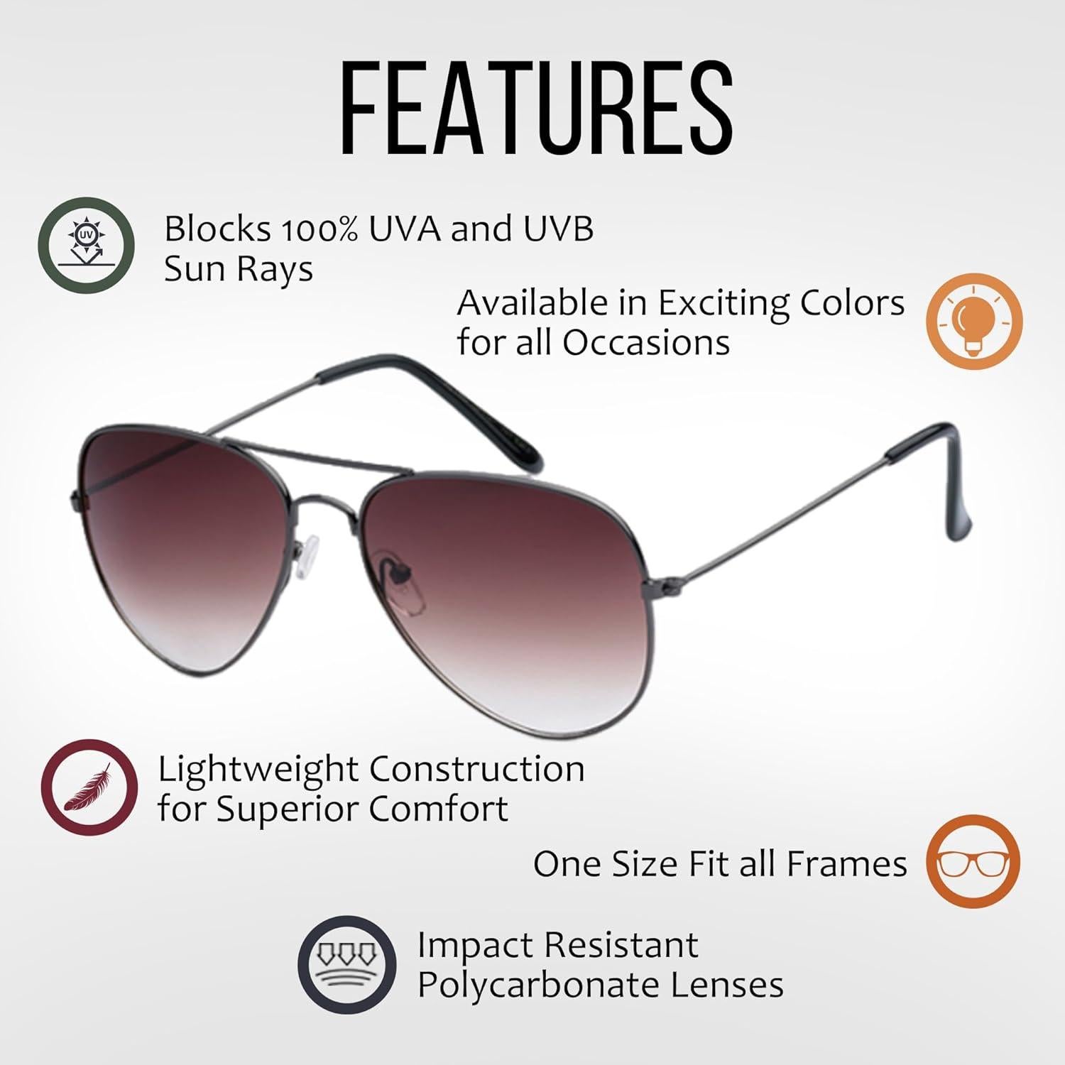 Gafas de sol aviador Polarspex 100% UV - Paquete de 4 unidades