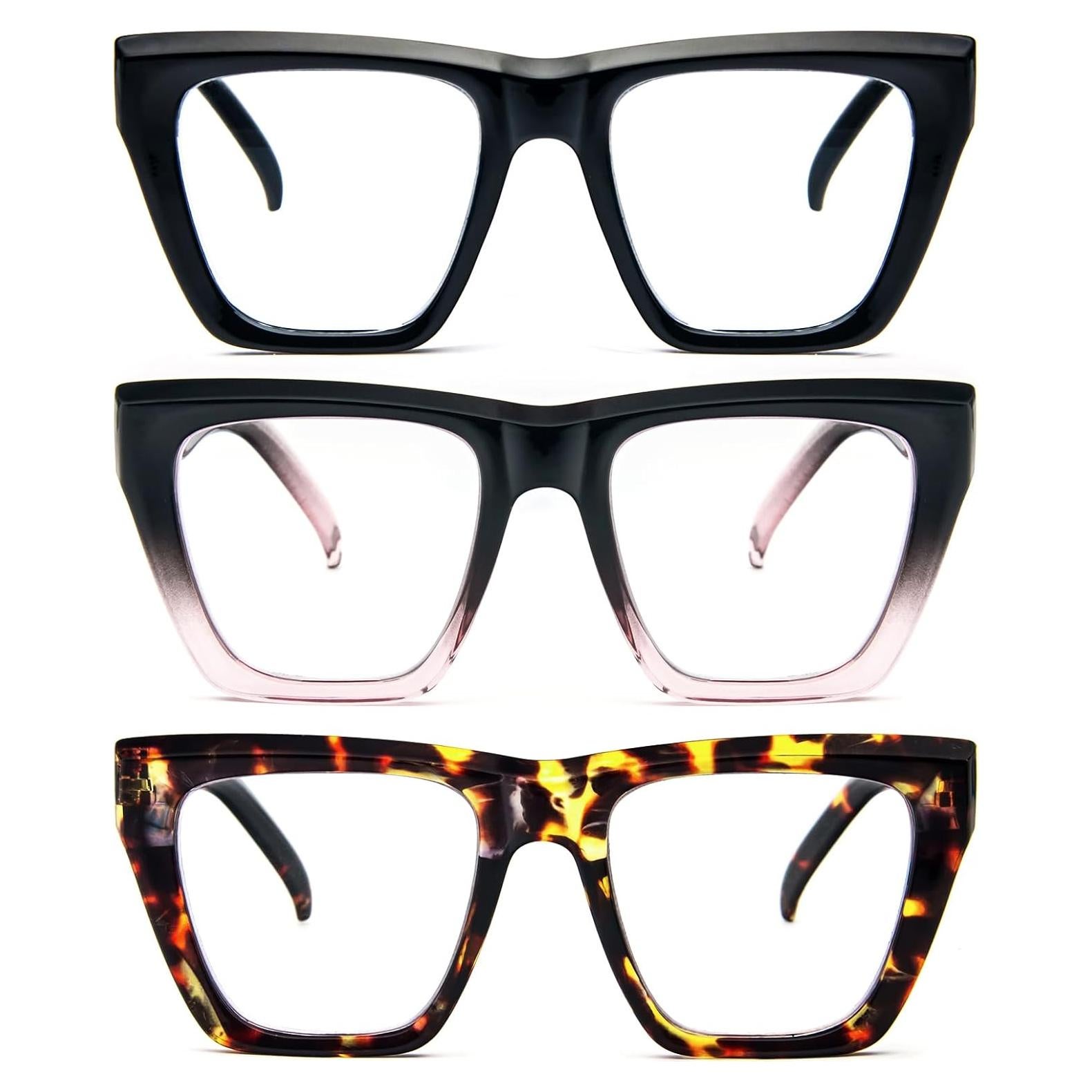 Gafas de Lectura MMOWW Cuadradas 3 Paquetes con Bloqueo Luz Azul