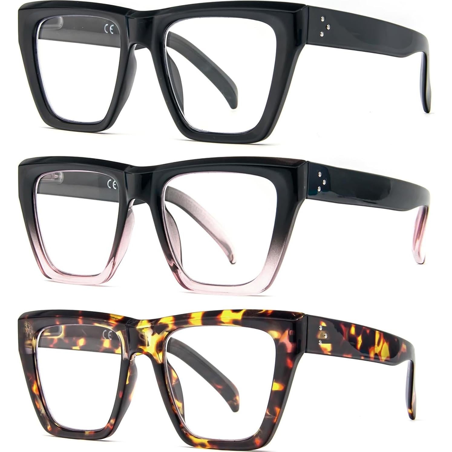 Gafas de Lectura MMOWW Cuadradas 3 Paquetes con Bloqueo Luz Azul