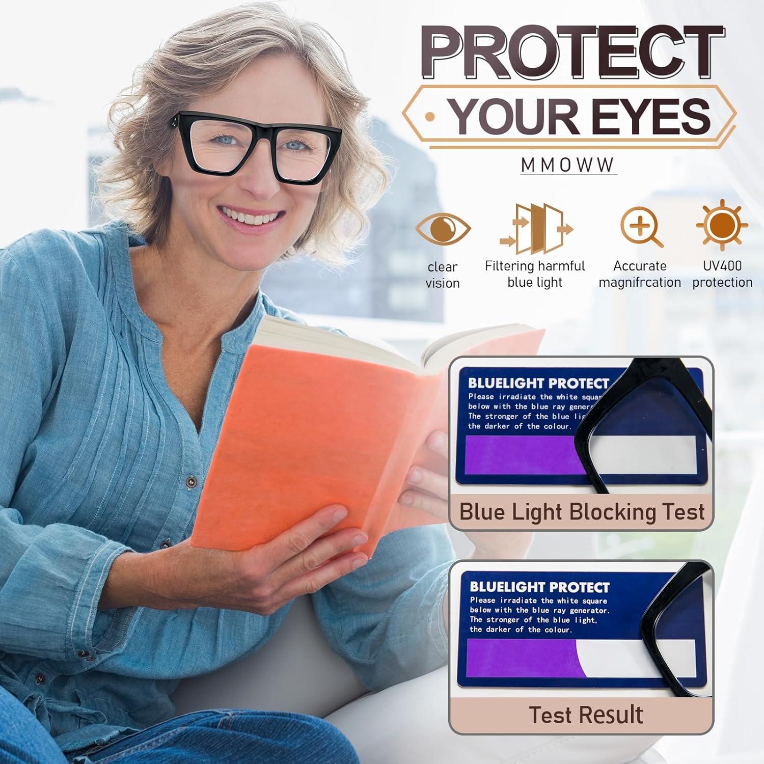 Gafas de Lectura MMOWW Cuadradas 3 Paquetes con Bloqueo Luz Azul