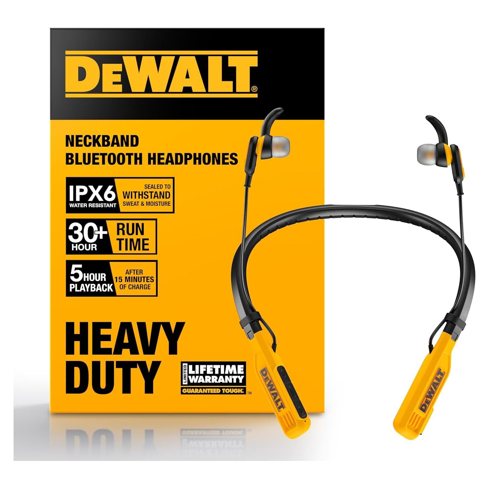 Auriculares Bluetooth DEWALT Pro de Cuello con 30H de Batería