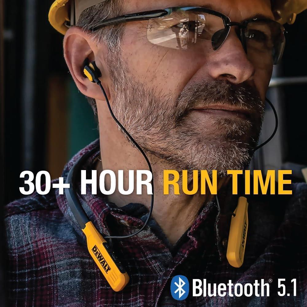 Auriculares Bluetooth DEWALT Pro de Cuello con 30H de Batería