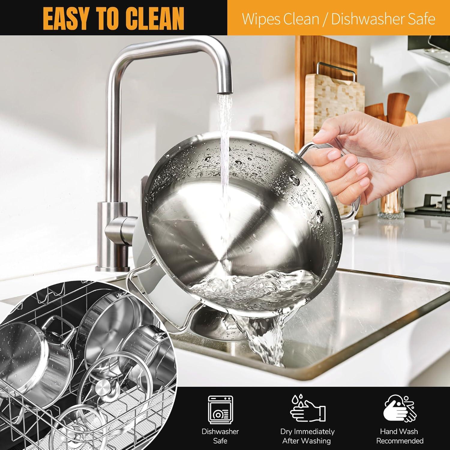 Juego de ollas Aufranc 6 piezas acero inoxidable antiadherente