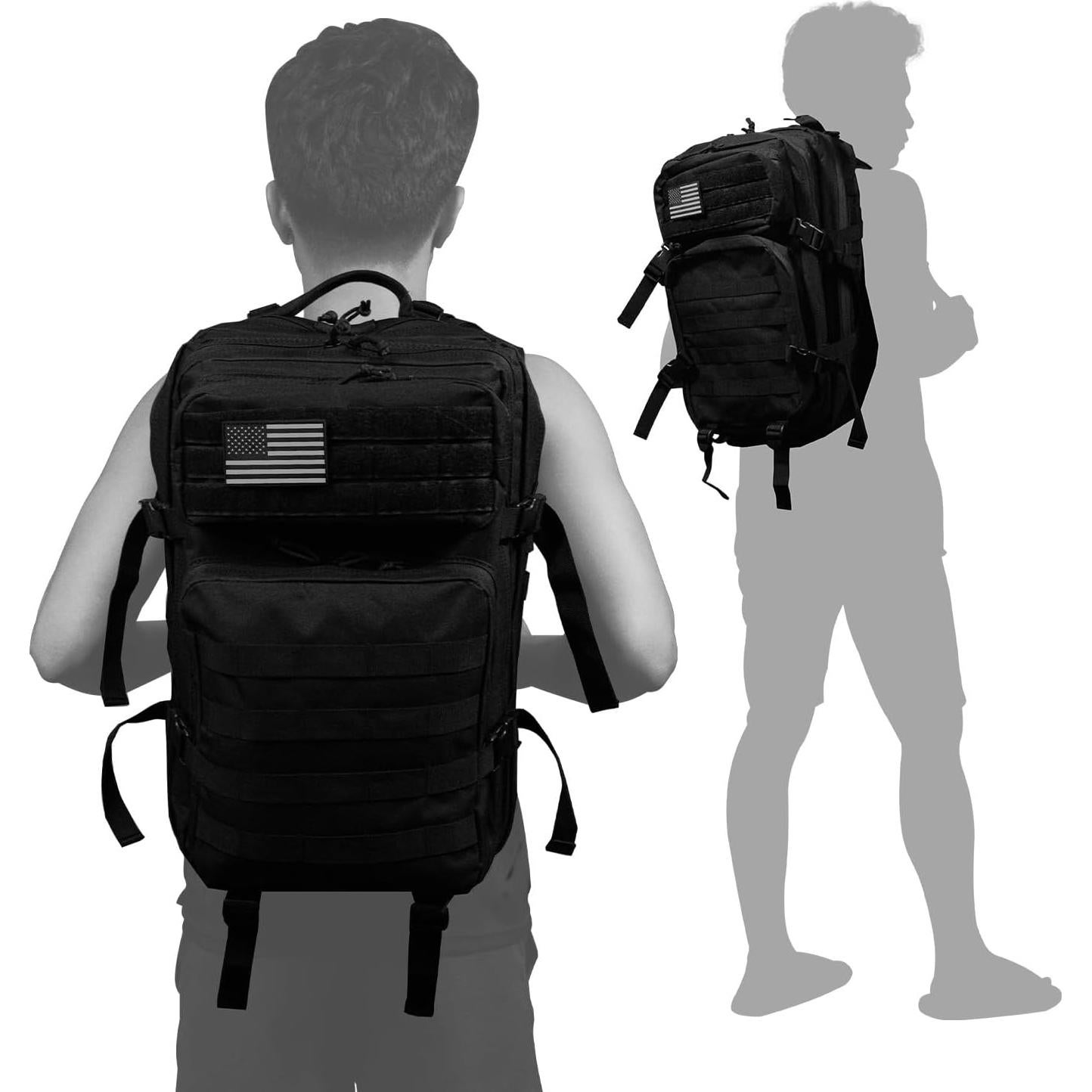 Mochila táctica 40L negra | 7 compartimentos | Nylon resistente