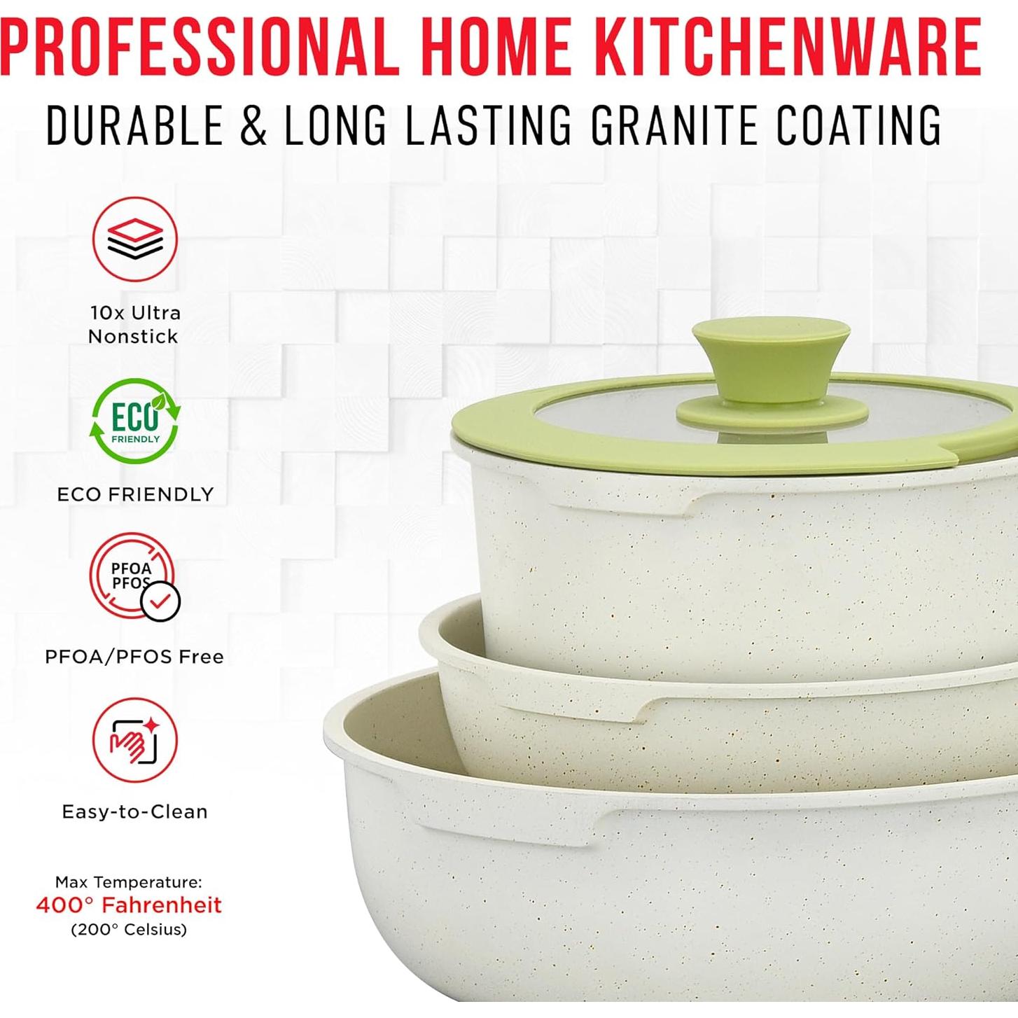 Juego de Utensilios de Cocina Bakken 15 Piezas Verde Granito