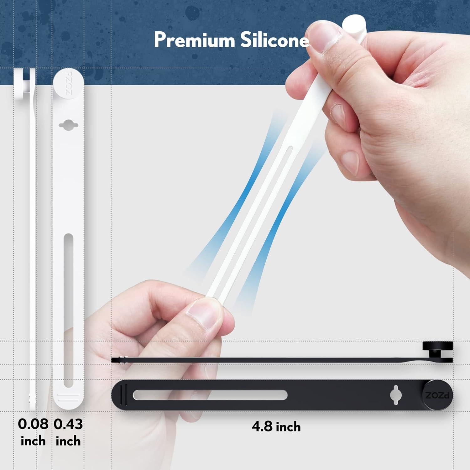 Bridas de Cable Reutilizables PZOZ 10 Pcs Silicona Blanca