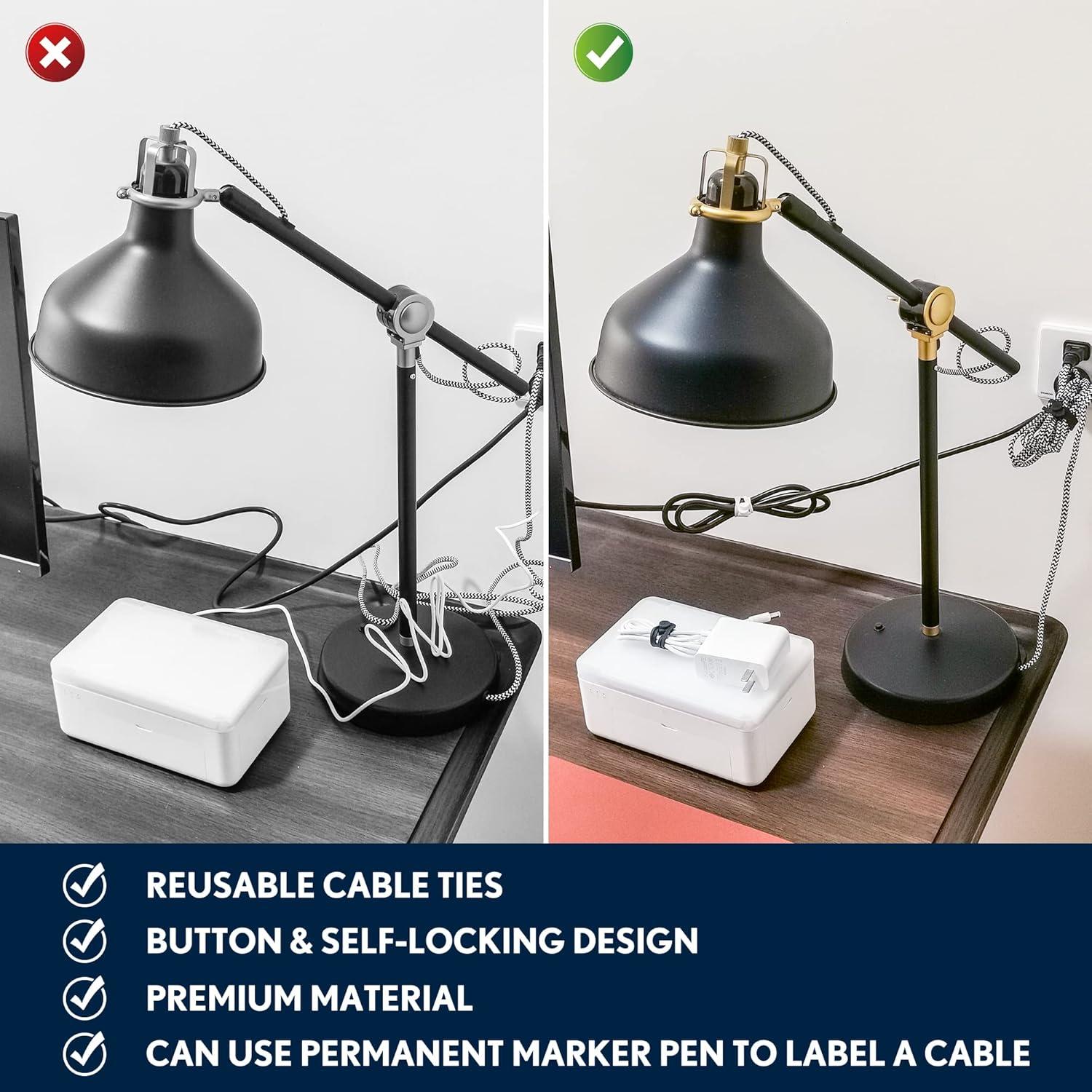 Bridas de Cable Reutilizables PZOZ 10 Pcs Silicona Blanca