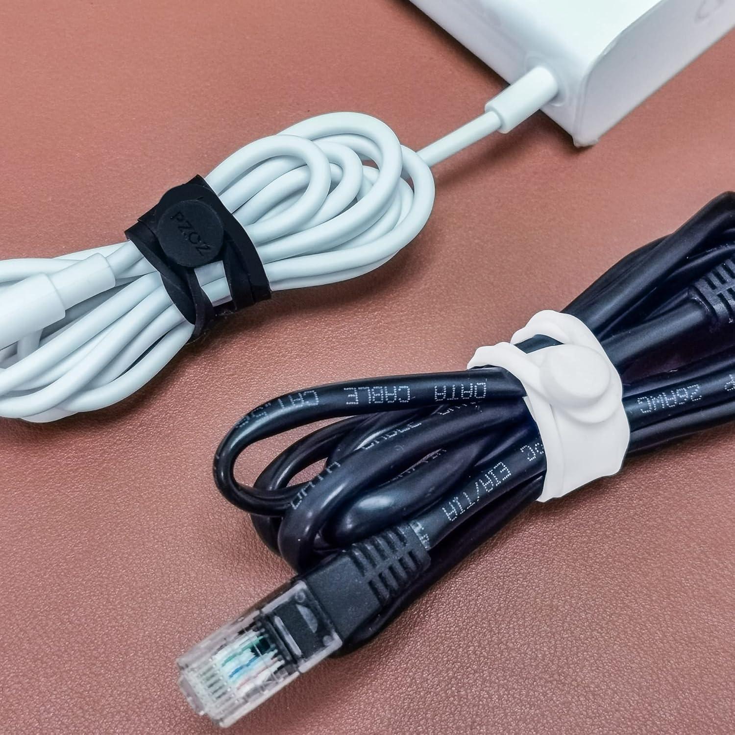 Bridas de Cable Reutilizables PZOZ 10 Pcs Silicona Blanca