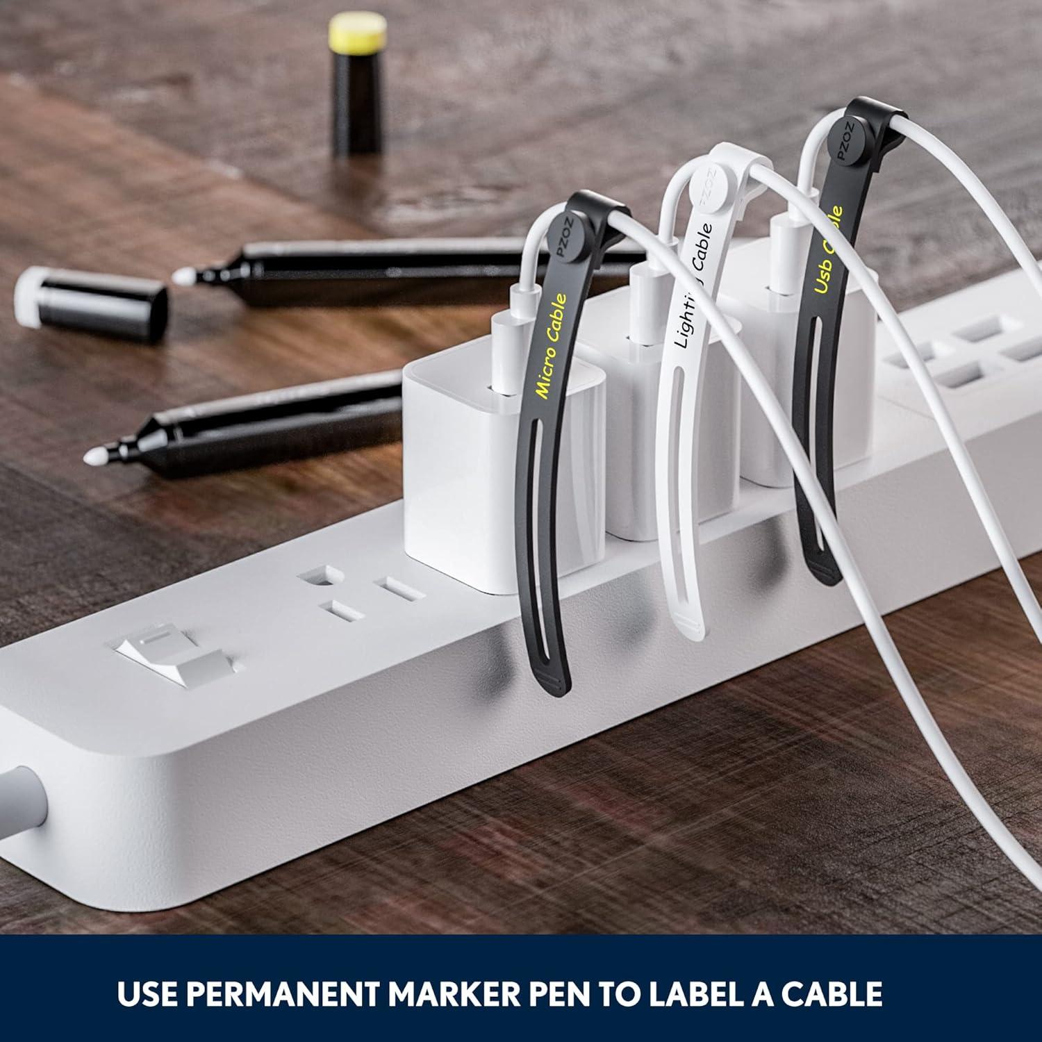 Bridas de Cable Reutilizables PZOZ 10 Pcs Silicona Blanca