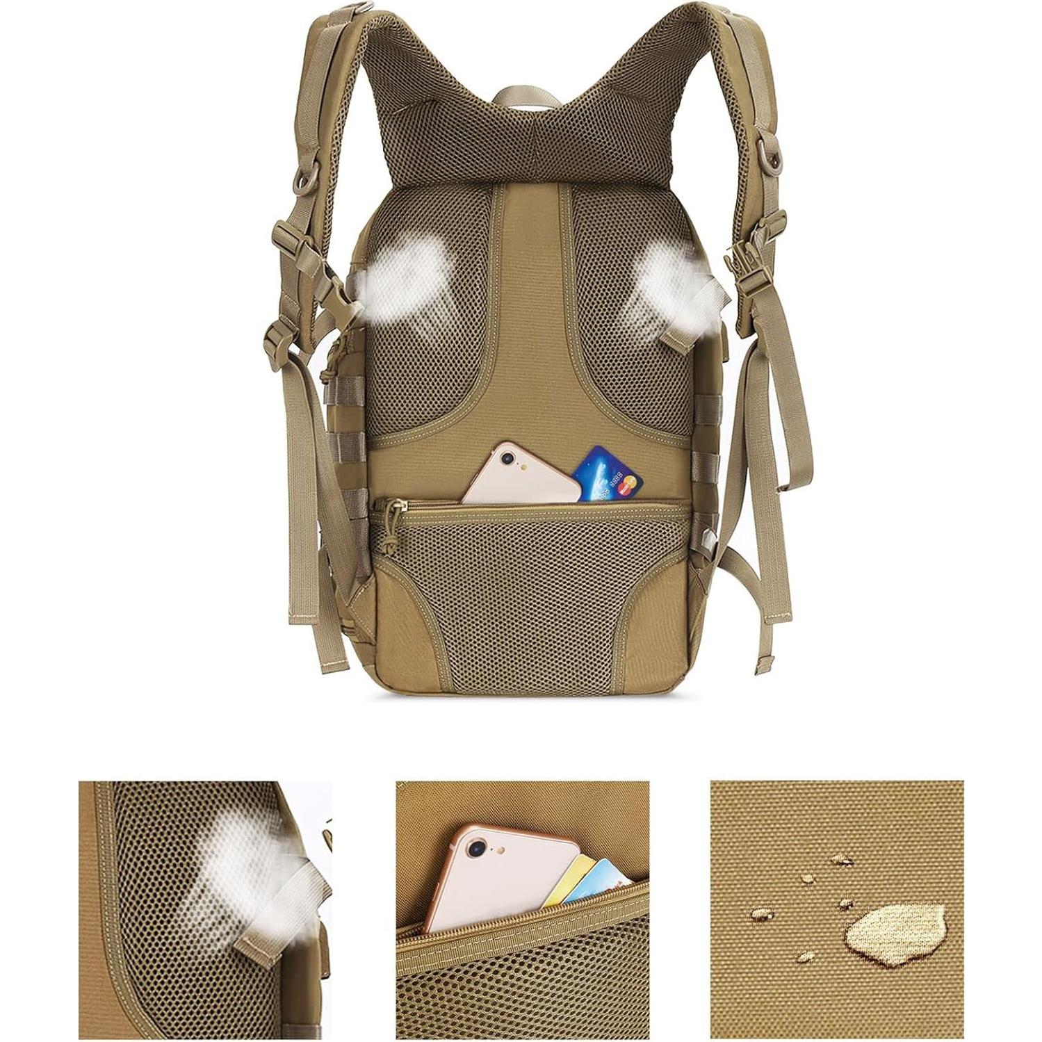 Mochila Táctica Militar Mosiso 30L Caqui con USB