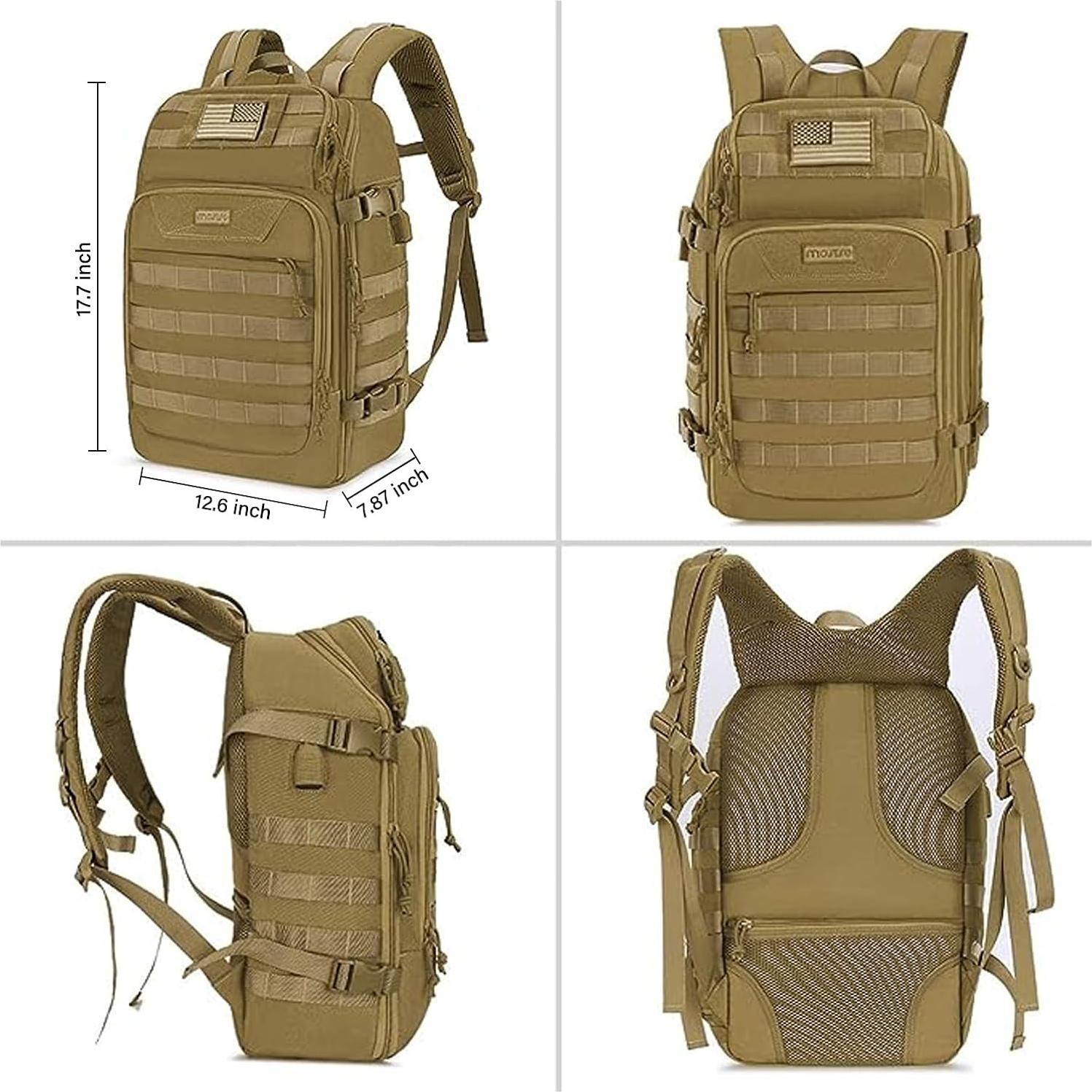 Mochila Táctica Militar Mosiso 30L Caqui con USB