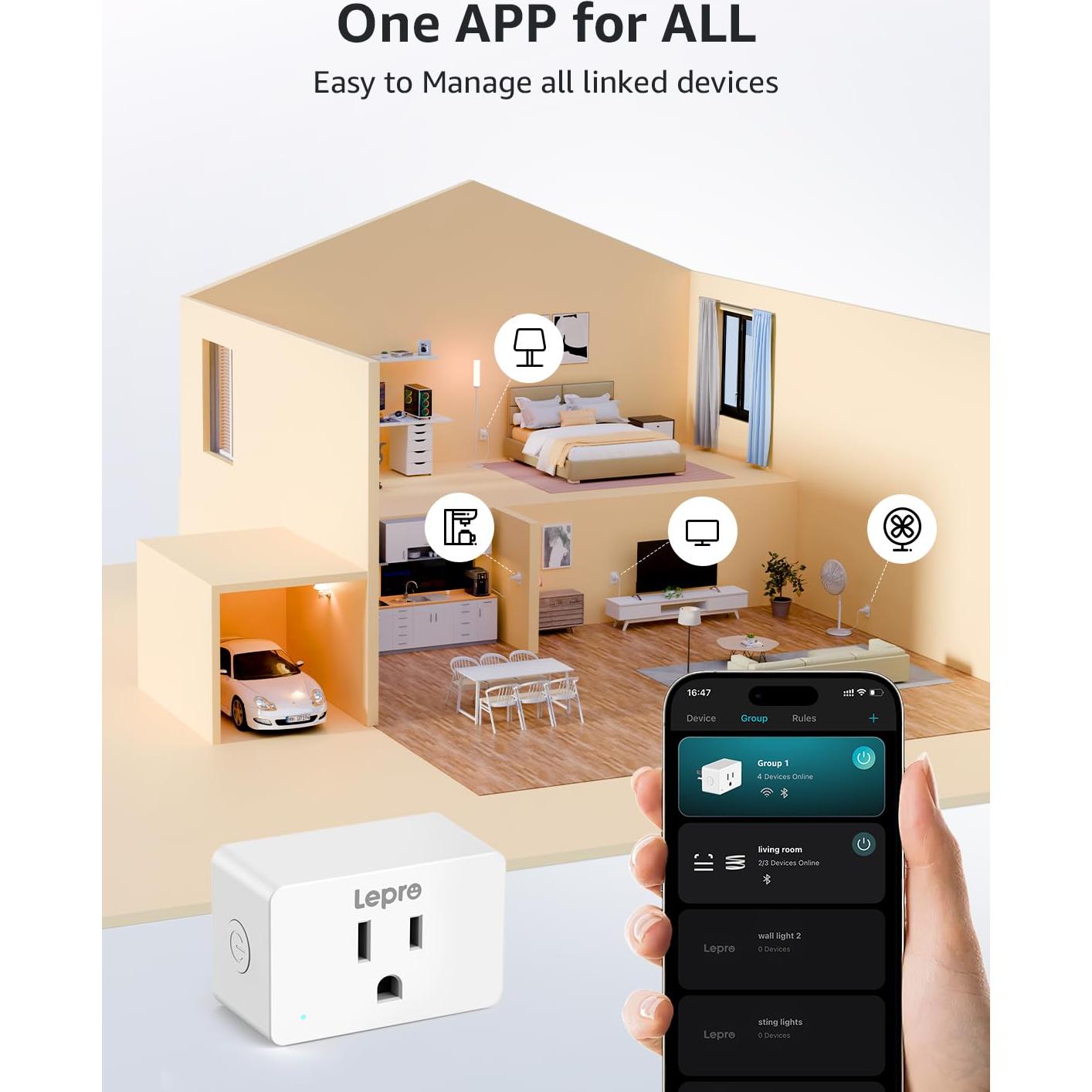 Enchufe Inteligente Lepro P1 15A WiFi Bluetooth Control Voz