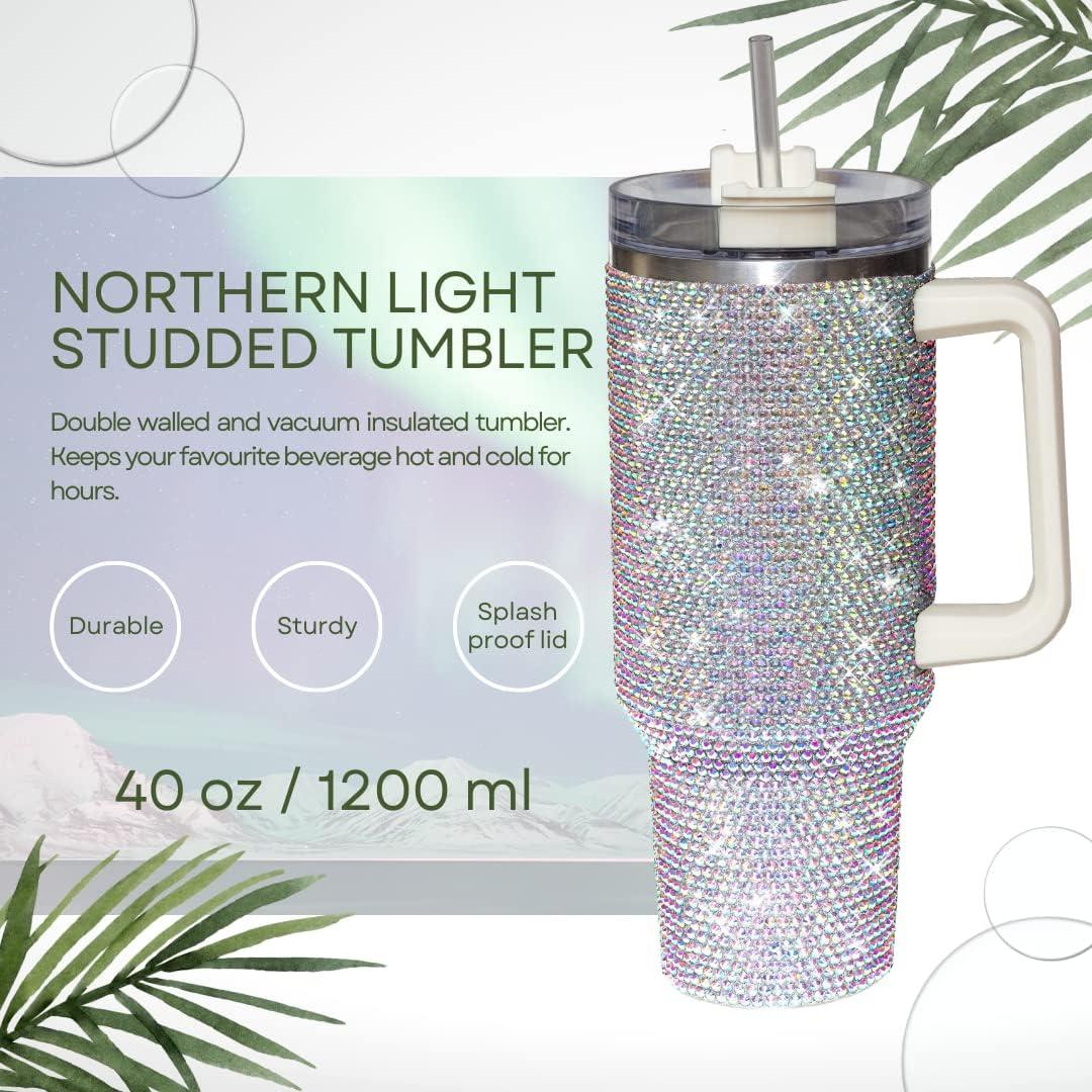 Taza Aislada 1200ml CuteOlivia con Strass y Asa Blanca