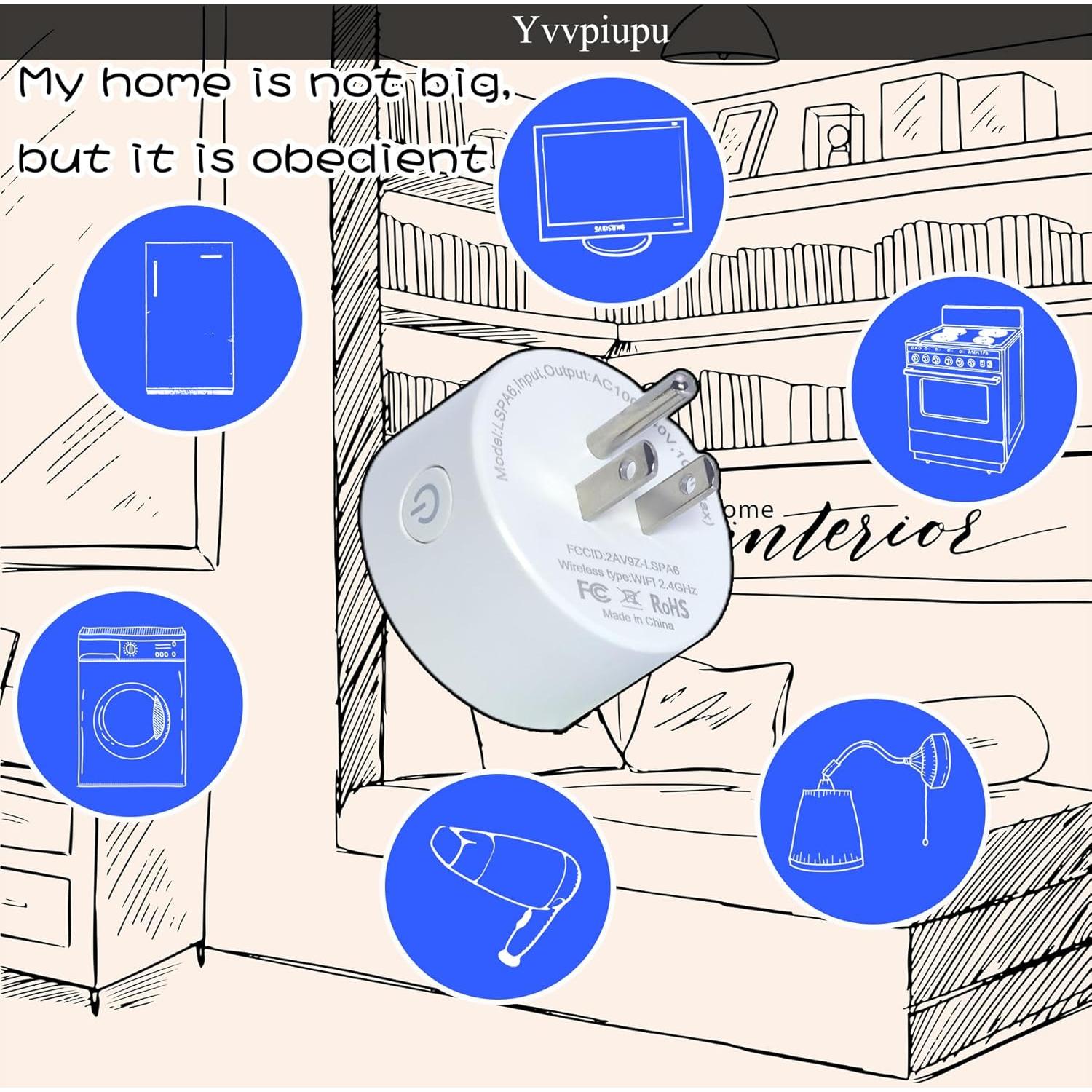 Enchufe Wi-Fi Inteligente Yvvpiupu LSPA6 Control Remoto