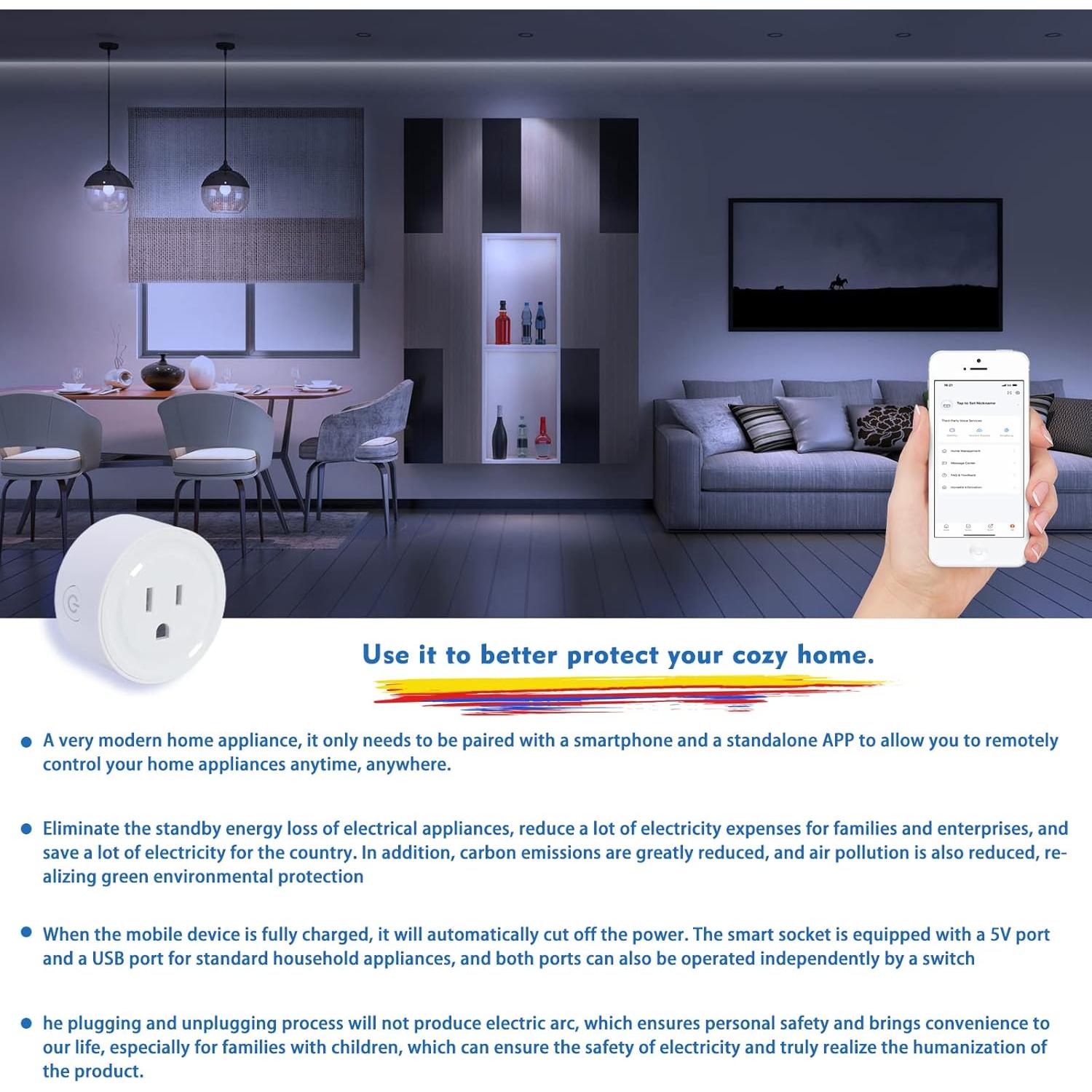 Enchufe Wi-Fi Inteligente Yvvpiupu LSPA6 Control Remoto