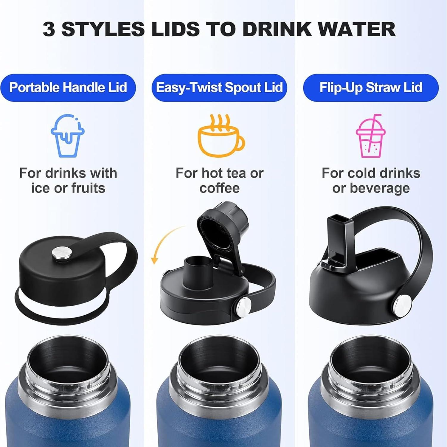 Botella de Agua HydroFest 0.95L Negra Doble Pared Aislada