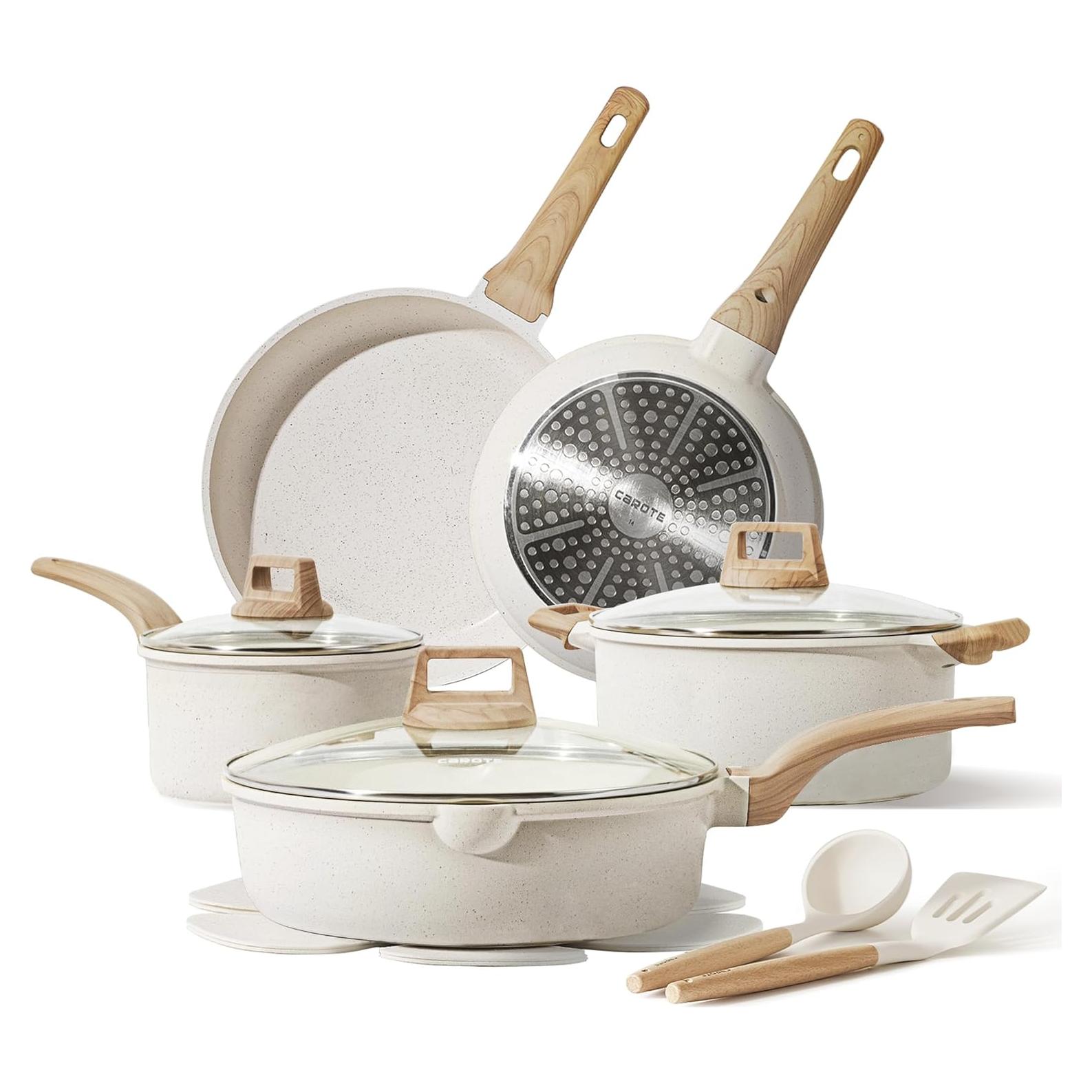 Juego de 14 Piezas de Ollas y Sartenes CAROTE Antiadherentes
