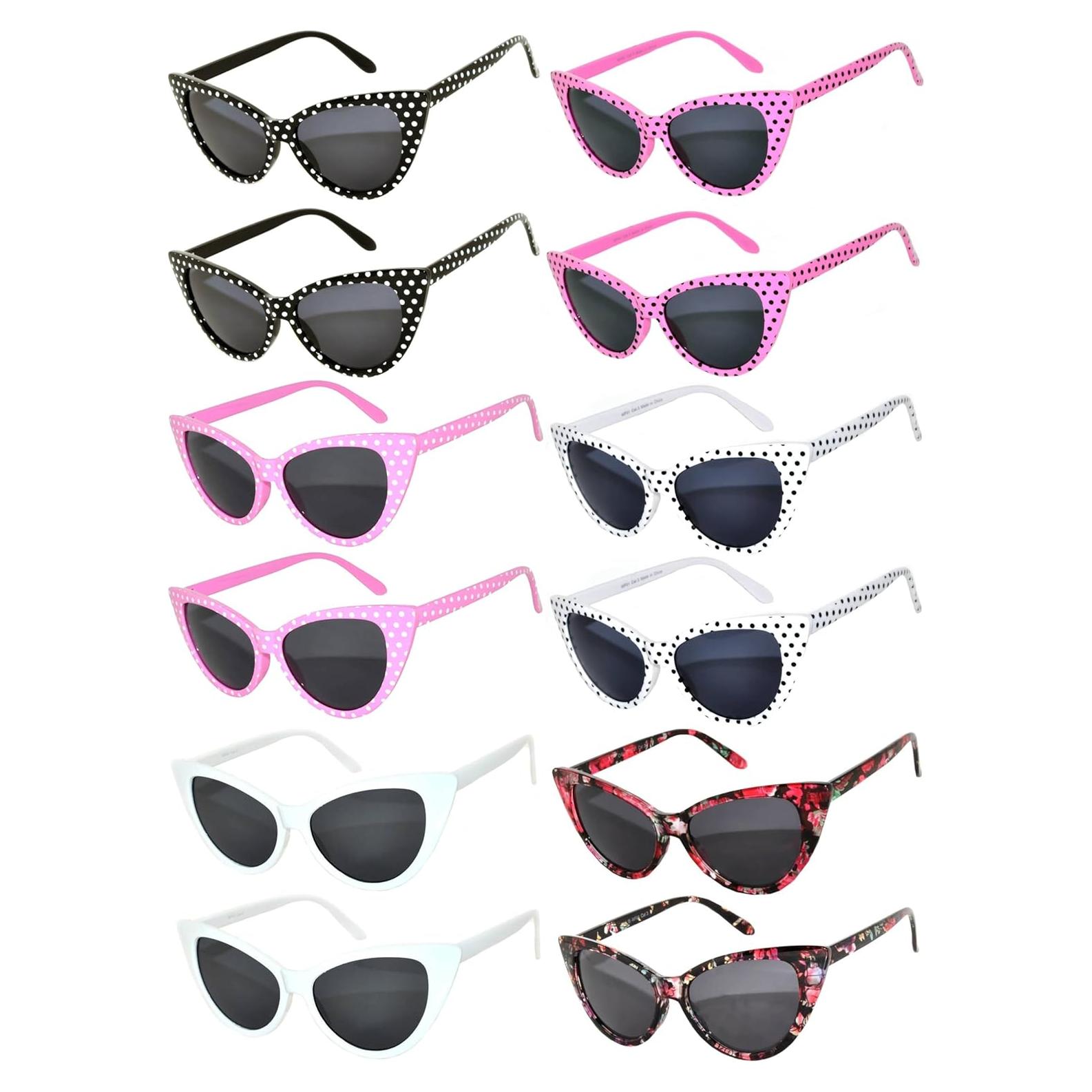 Gafas de sol retro estilo gato ojo OWL - 12 pares UV400